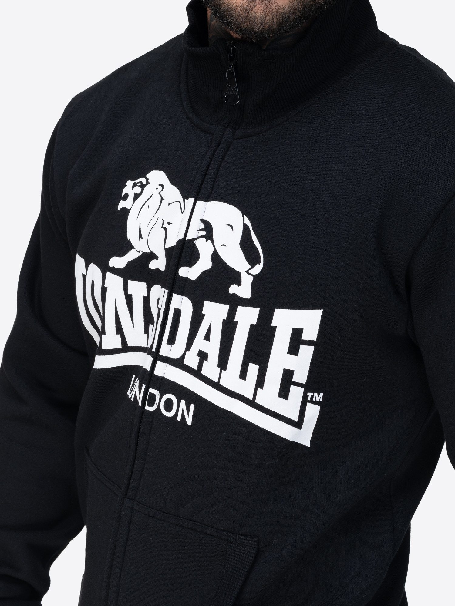 Lonsdale Sweatjacke BLENCARN mit kontrastfarbenem Logo-Print auf der Brust, normale Passform