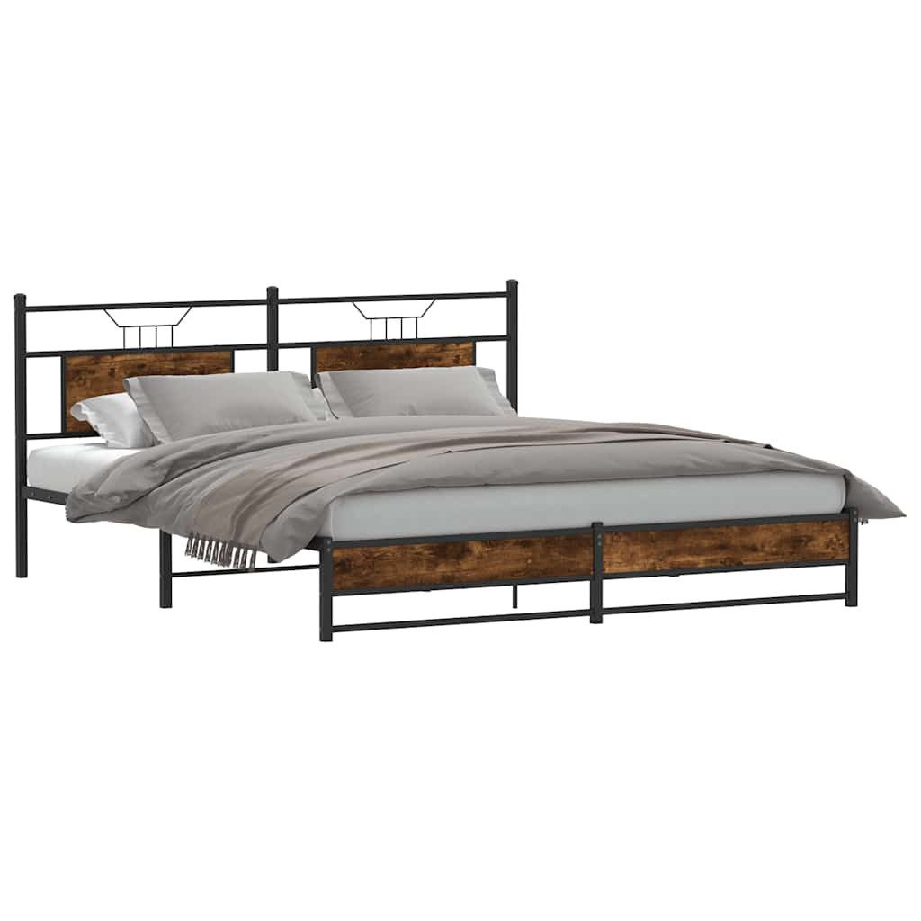 vidaXL Bett Metallbett ohne Matratze Räuchereiche günstig online kaufen