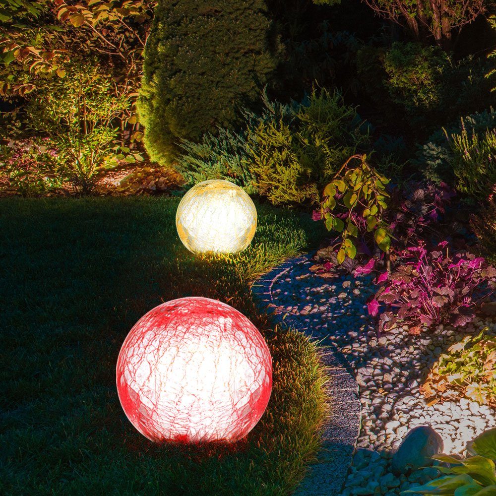 Gartenleuchte, LED-Leuchtmittel fest Farbwechsel Glas Steckleuchte Außen LED Farbwechsel, verbaut, Gartenleuchte etc-shop Kugellampe