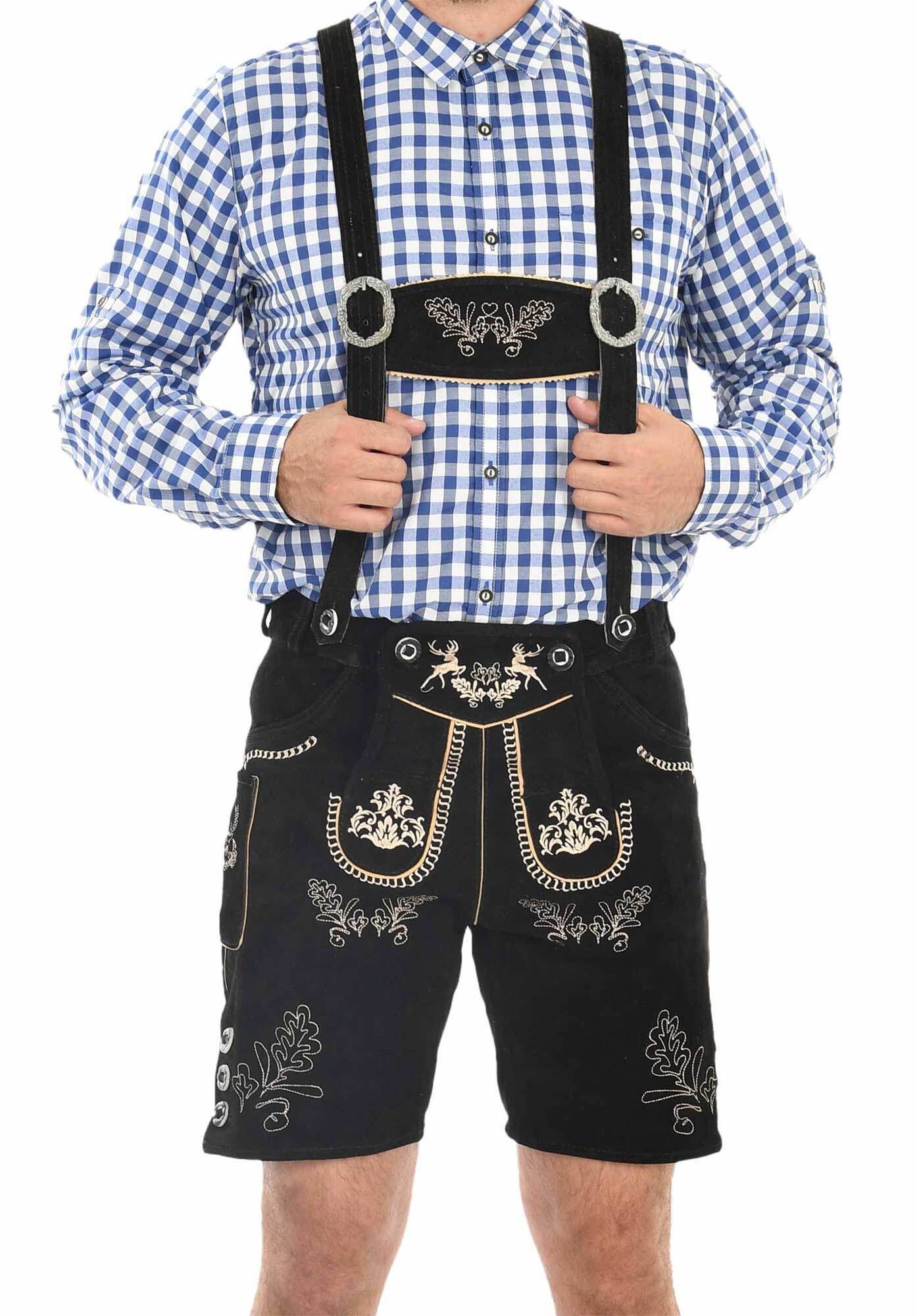 Alessandro Salvarini Trachtenlederhose ASFerdl Lederhose in Trachtenstil in kurzer Schnittform aus Echtleder