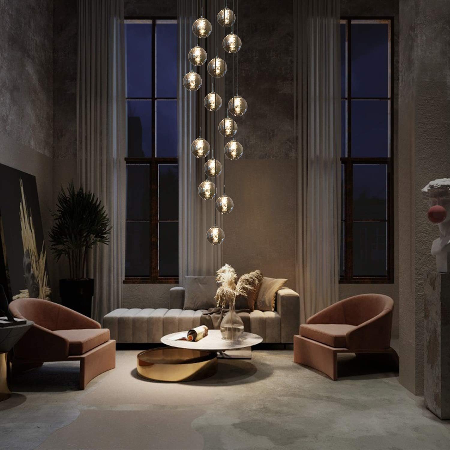 Nettlife Pendelleuchte G9 Pendelleuchte 3-flammig Bernstein/Grau Glas, Höhe günstig online kaufen