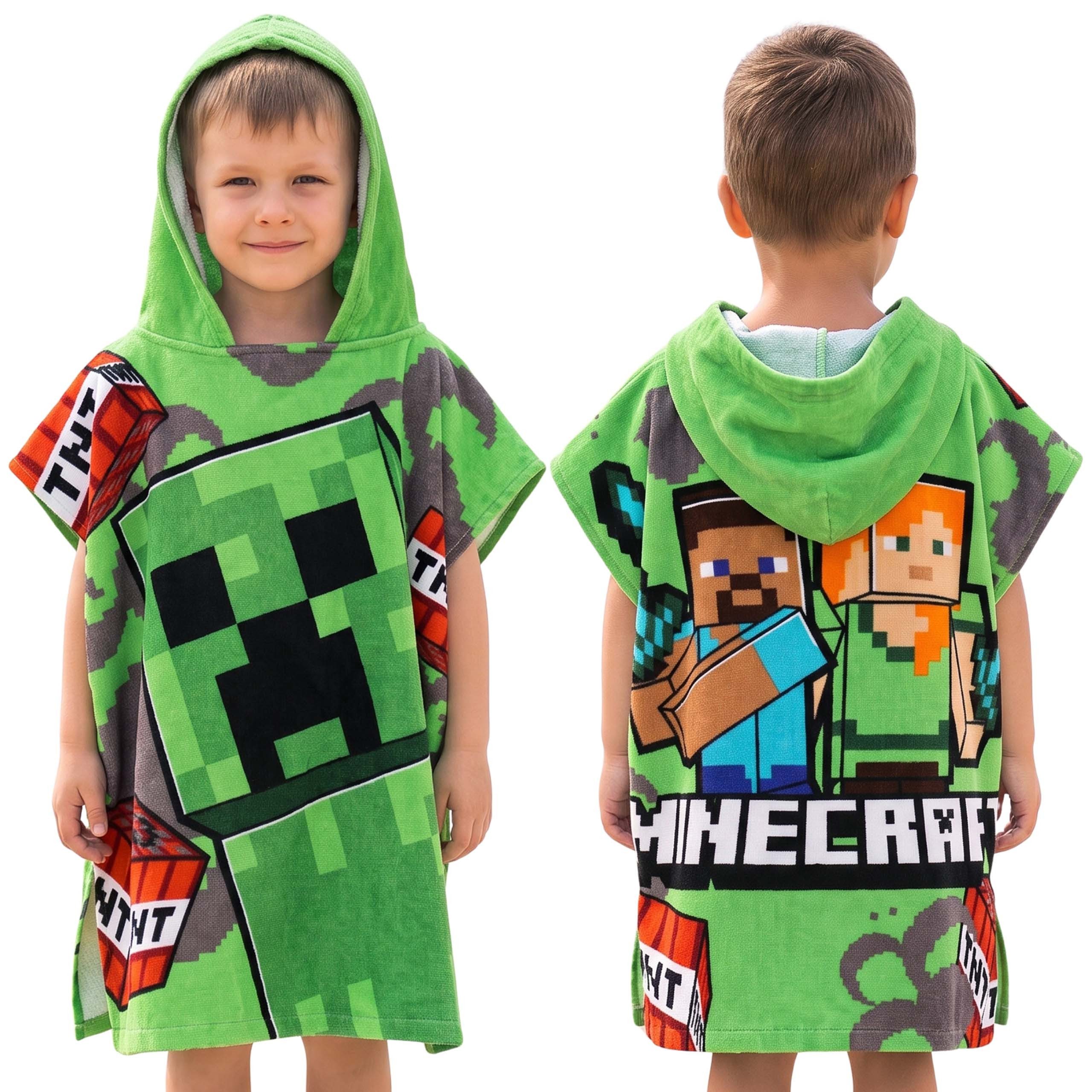 Sarcia.eu Kapuzenhandtuch Minecraft Schwimmhandtuch Poncho mit Kapuze für Kinder 50x115 cm