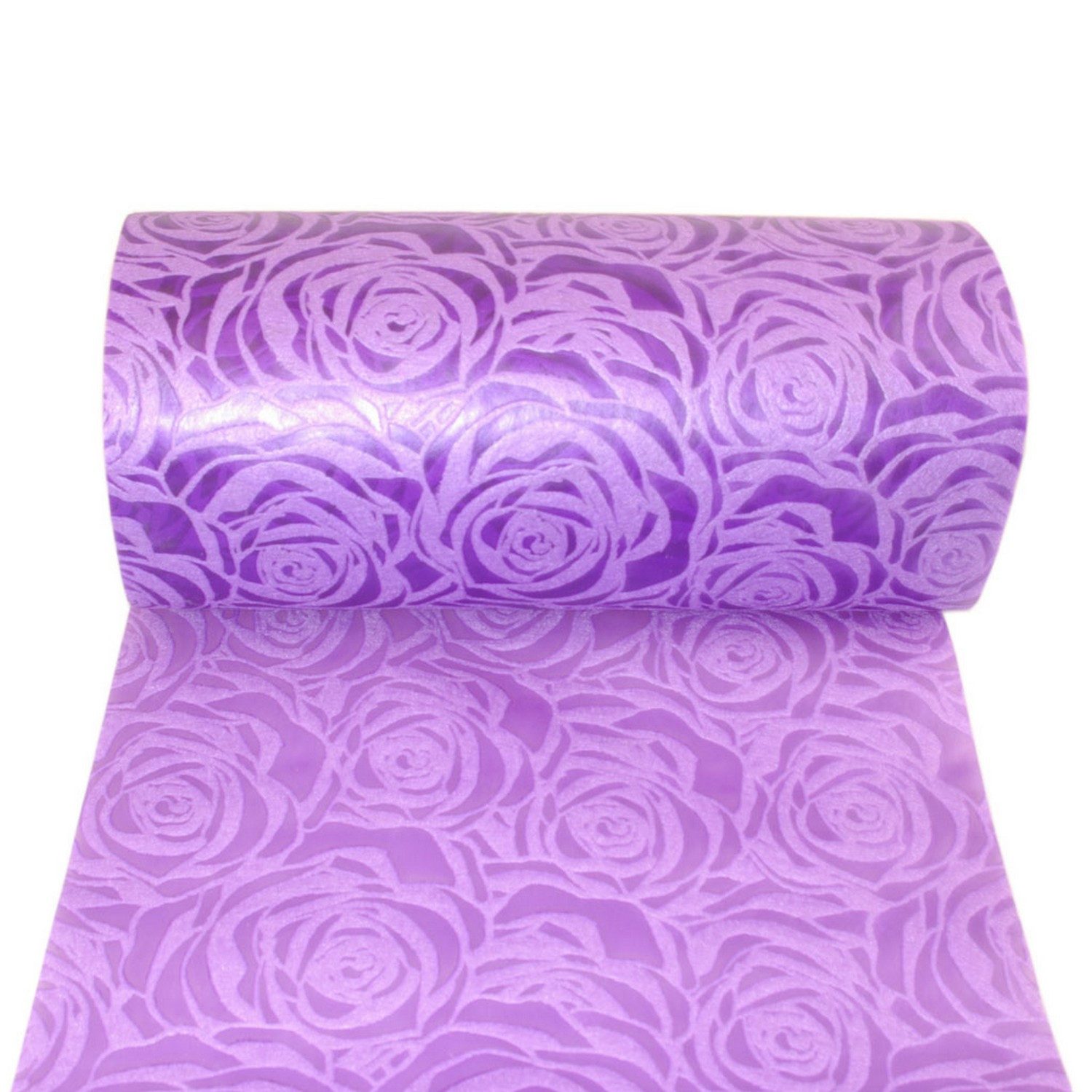 Deko AS Tischläufer Dekoflor® 300mm x 5m Tischläufer Rosenmuster lila Deko Tischband mit (1-tlg, 1 Rolle Tischläufer), Strapazierfähig