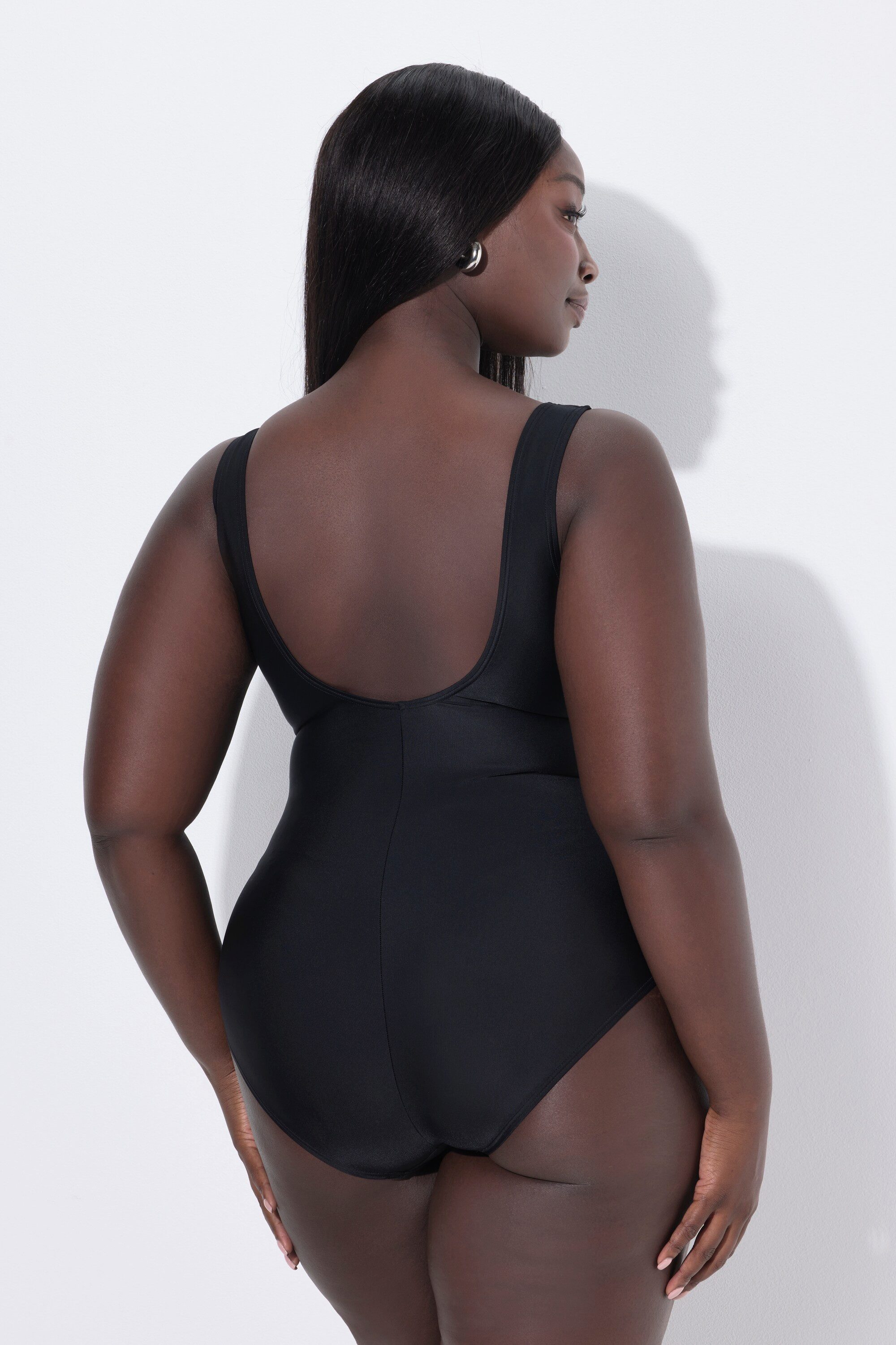 Ulla Popken Badeanzug Badeanzug Pipings ohne Softcups recycelt