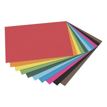 Folia Bastelkartonpapier, Tonpapier in 10 Farben, Format A4, 130 g/m², 20 Blatt