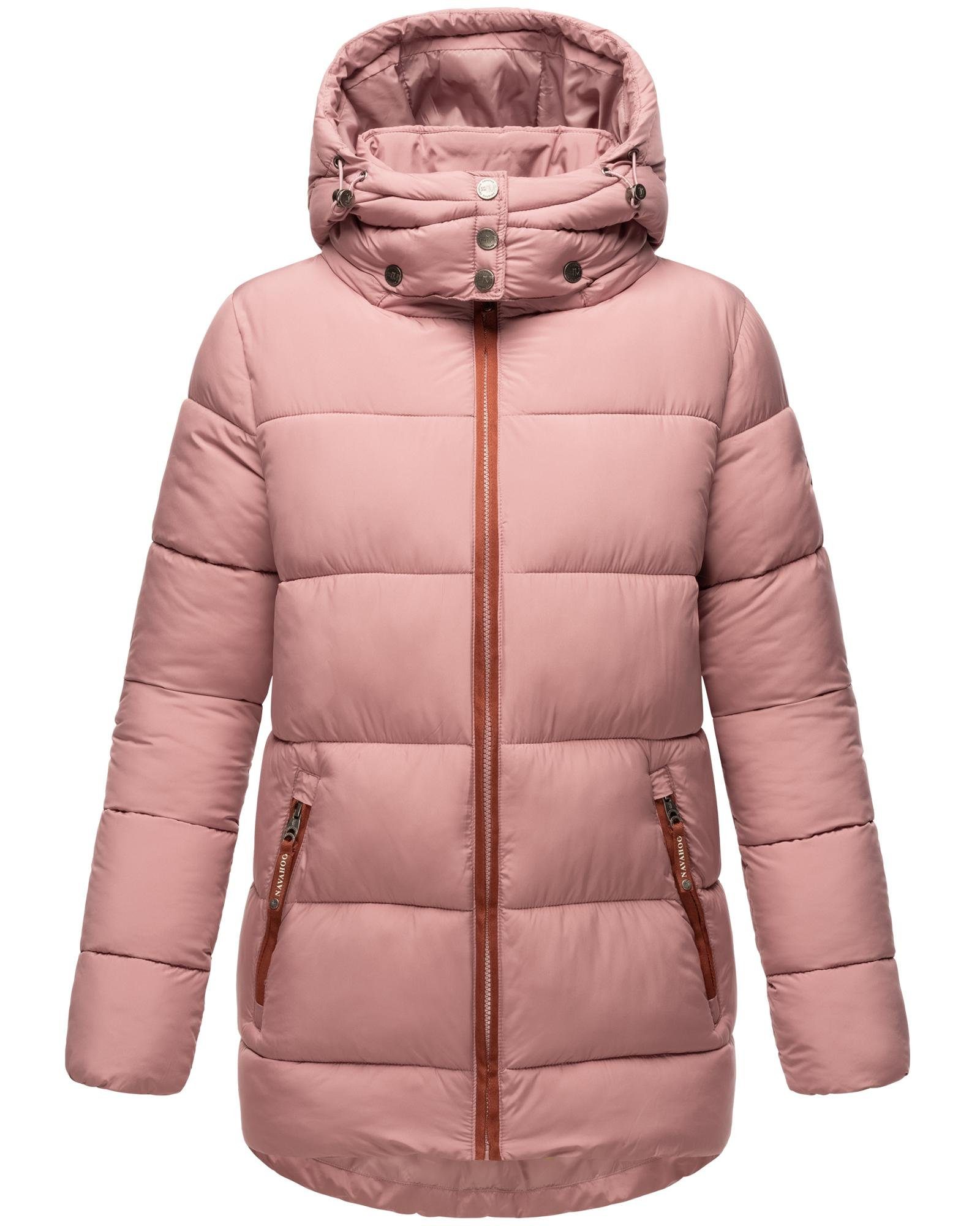 Navahoo Winterjacke Wattewölkchen Modische Damen Steppjacke mit kontrastfarbenen Details dunkelrosa