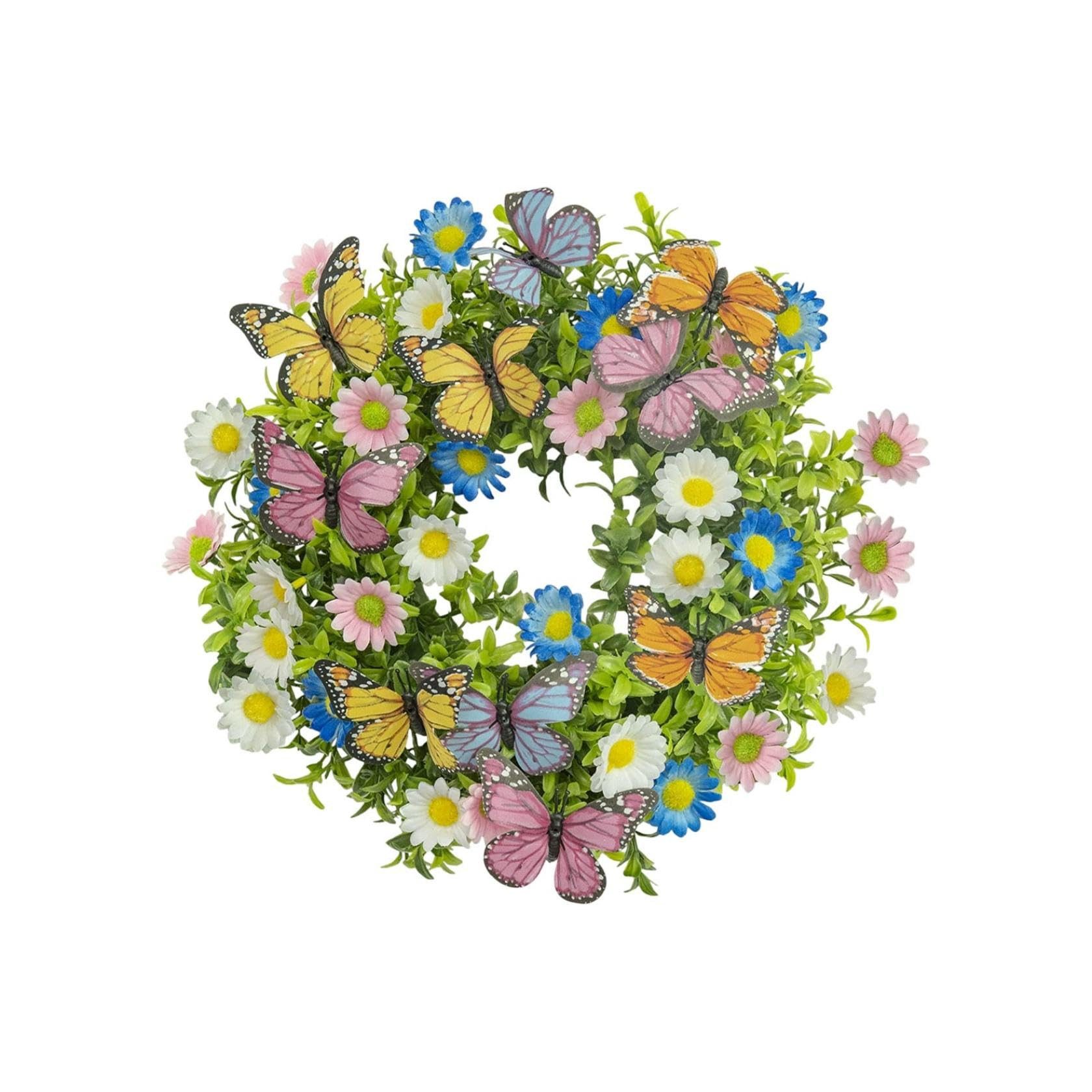 Kunstkranz Türkränze Sommerkranz Frühling Kränze für Haustür Künstliche Blumen, Bomiclss, 35CM Dekokranz für Außenbereich Wand Hochzeit Heimdekoration