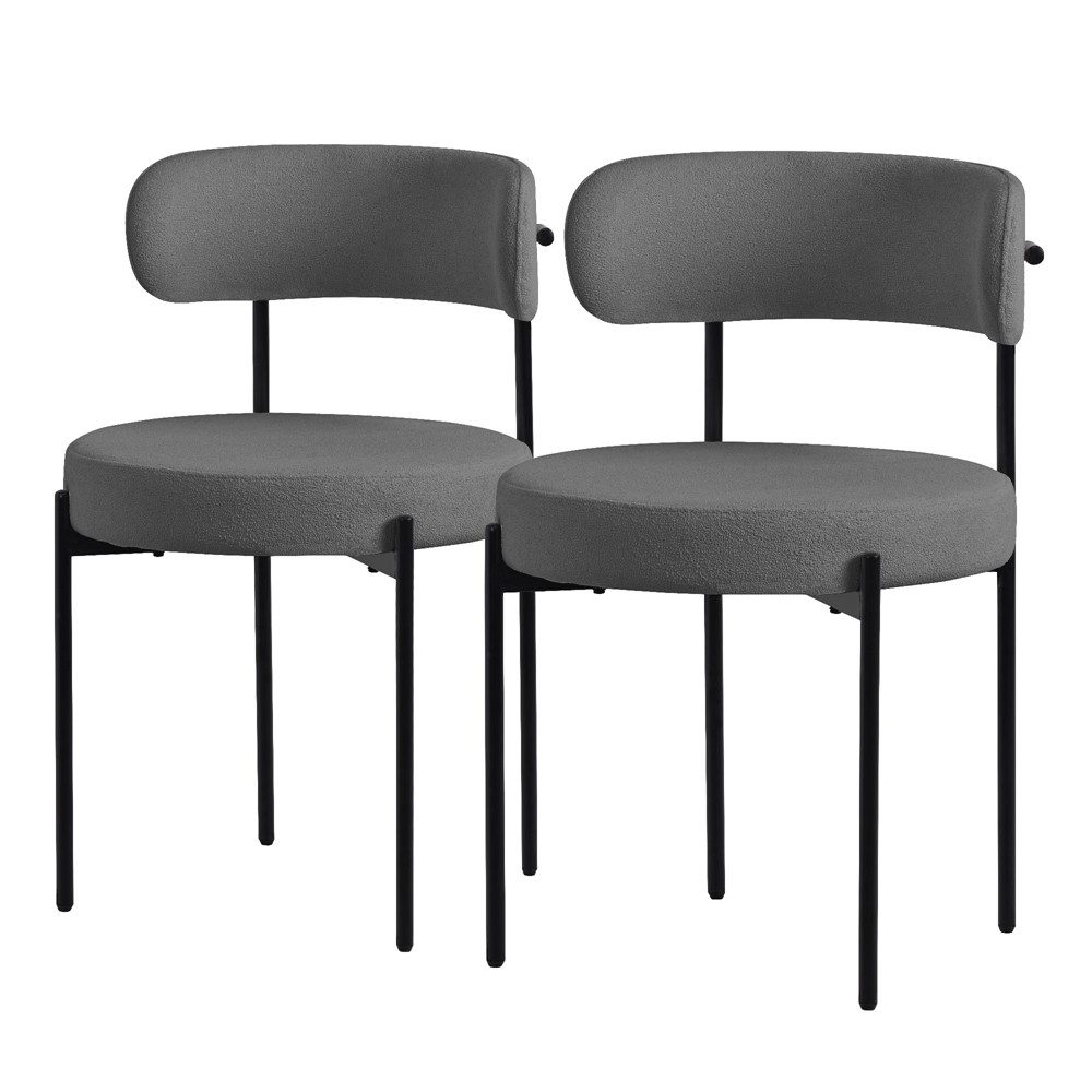 ML-DESIGN Polsterstuhl Esszimmerstühle Gruppe Küchenstuhl aus Teddystoff mit Metallbeinen (2 St), Clubstuhl 2er Set Wohnzimmerstuhl Grau moderne Design Lounge Stuhl
