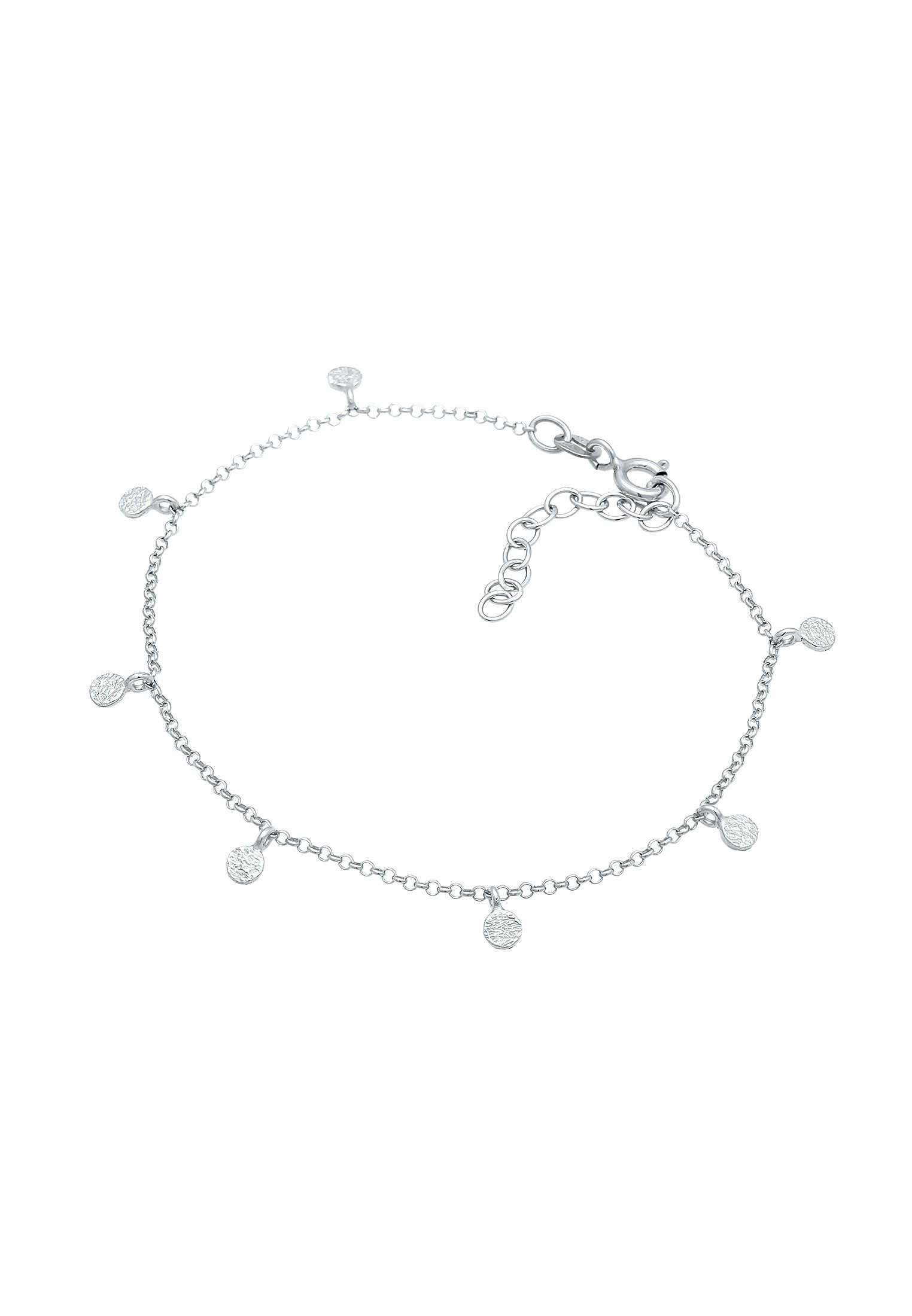 Elli Armband Plättchen Coin Rund Matt Struktur 925 Silber