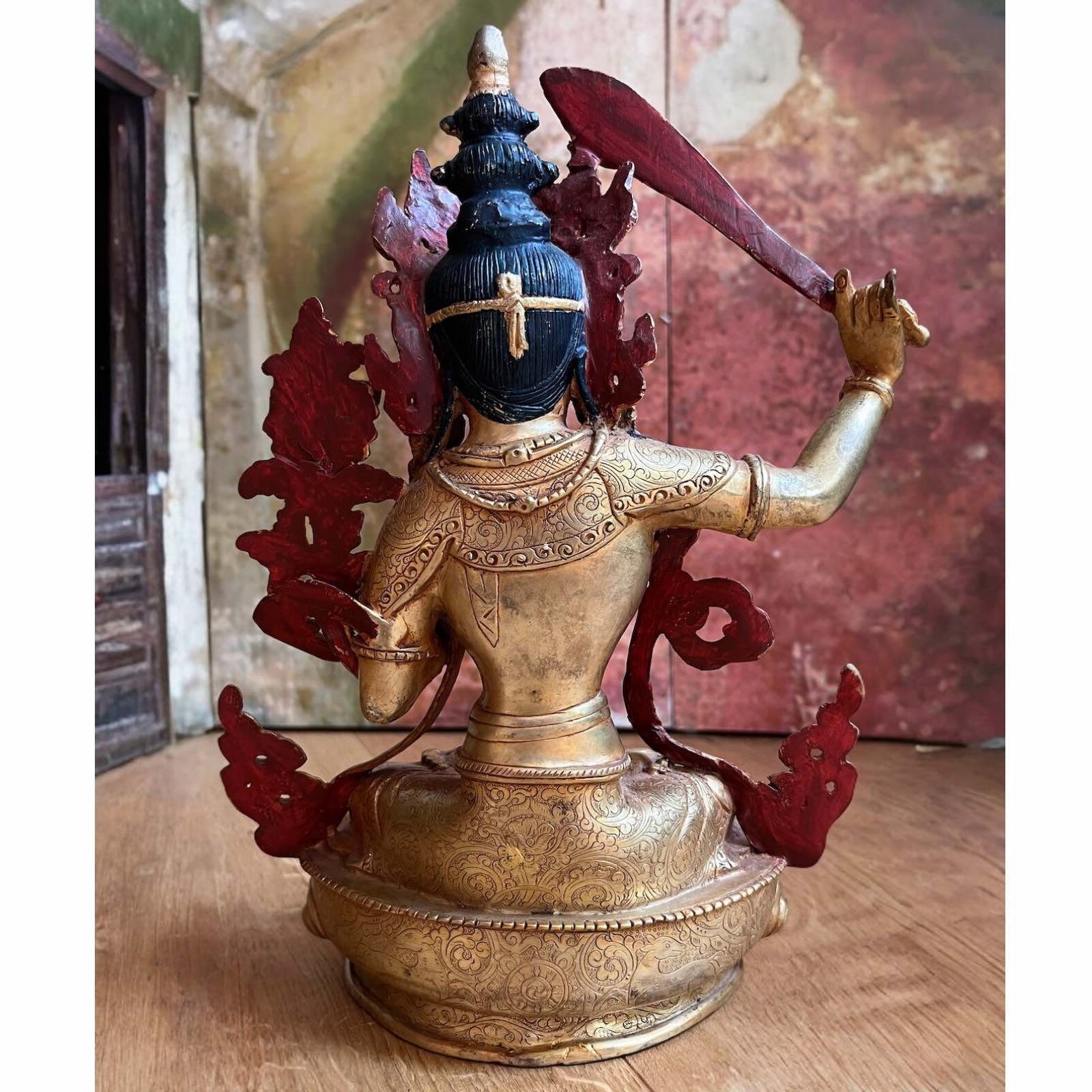Himalaya feuervergoldet Skulptur Asien Buddhafigur Bronze Manjushri LifeStyle Figur Buddha