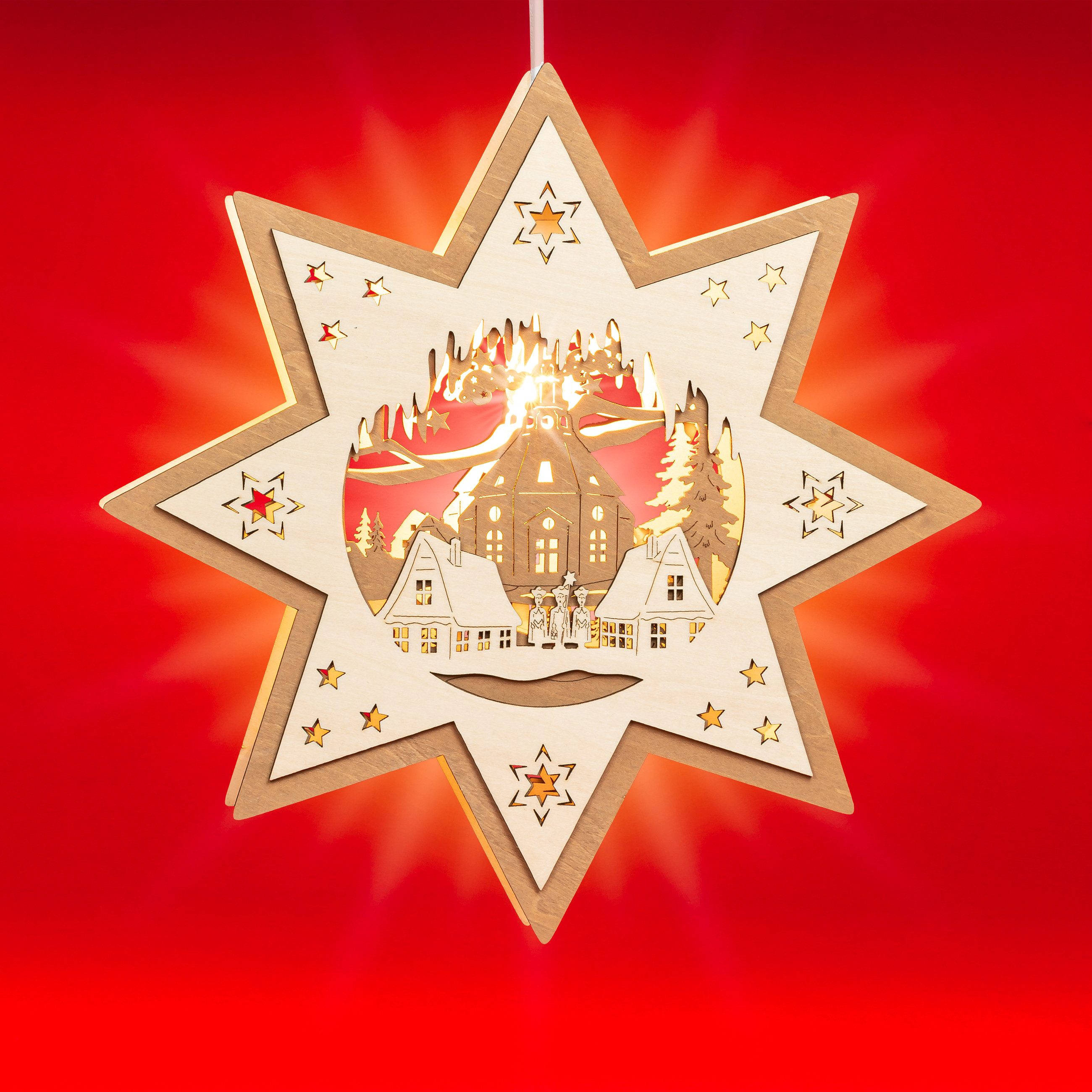 SIKORA Dekoobjekt FB02 Weihnachtsdekoration Fensterbild hängender Holz Ster günstig online kaufen