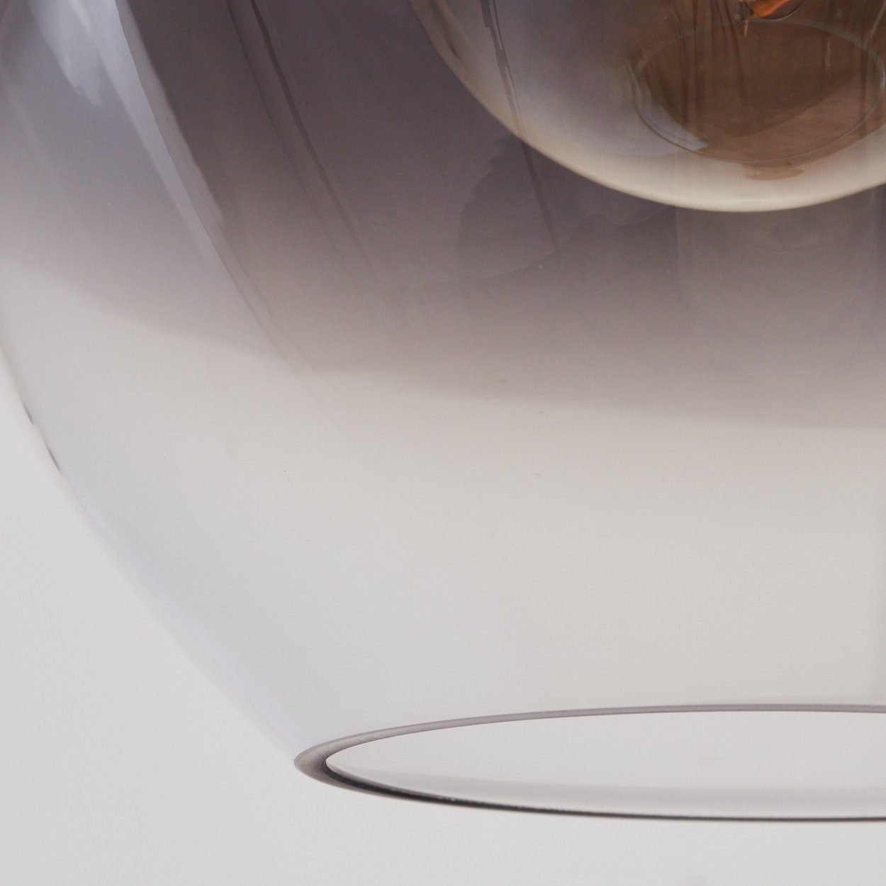 Deckenlampe Schwarz/Rauchfarben/Klar, in hofstein Glas Leuchte 1xE27 Metall/Glas Schirm ohne »Saltusio« (23cm), im Leuchtmittel, mit Retro/Vintage-Design aus Deckenleuchte aus
