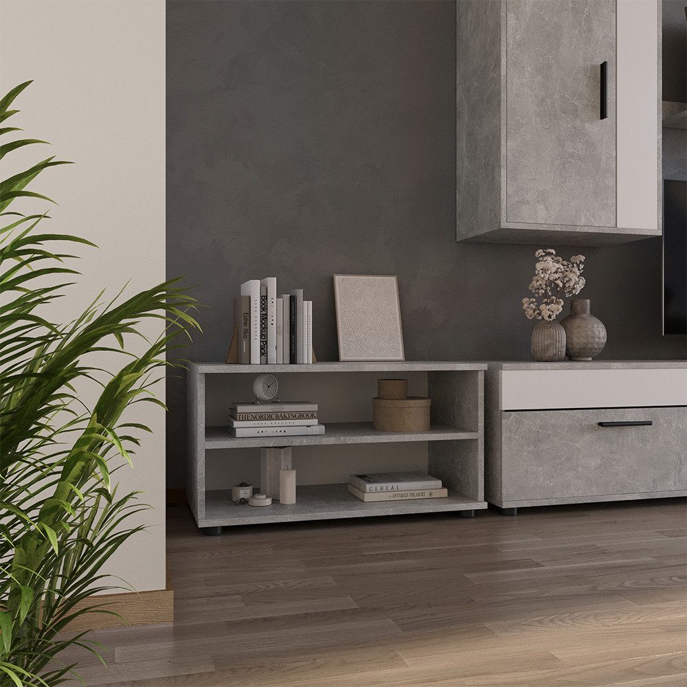 Vicco Bücherregal Berno, Beton, 70.8 x 38.9 cm mit 2 Fächern, 1-tlg.