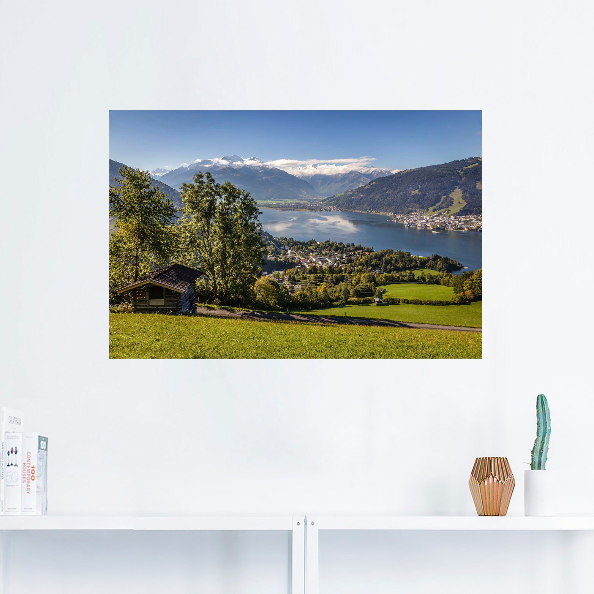 Artland Wandbild Blick auf den oder & Berge See, als (1 Alpenbilder versch. St), Wandaufkleber in Größen Zeller Poster Alubild, Leinwandbild