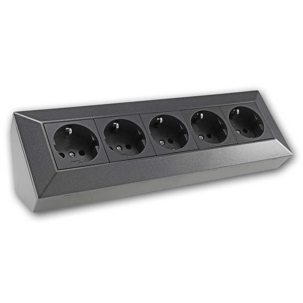 ChiliTec Aufputz-Steckdose 5-fach Aufbau-Steckdosenblock anthrazit 250V~/ 16A