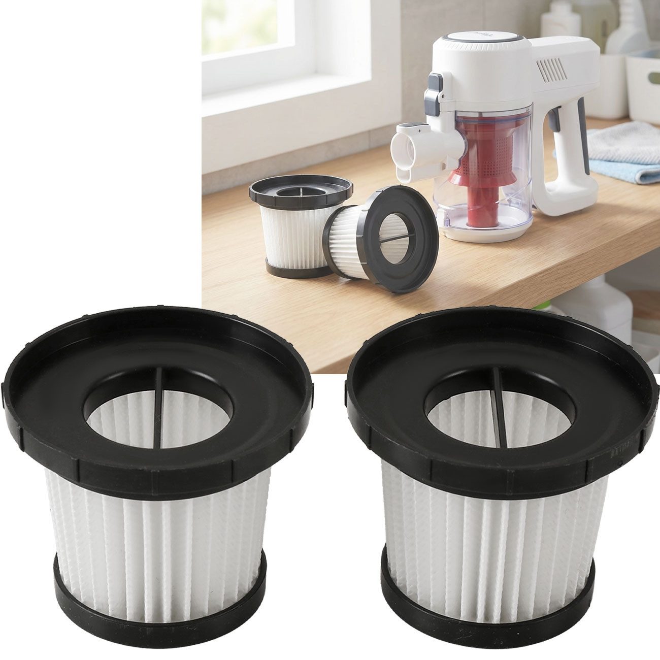 Casativo HEPA-Filter 2er-Set HEPA Ersatzfilter für Zyklon Staubsauger CH8299/CH8302, Zubehör für CH829 & CH8302, 2 St. HEPA-Filter für CH8299/CH8302 abwaschbar, fängt Allergene Staub