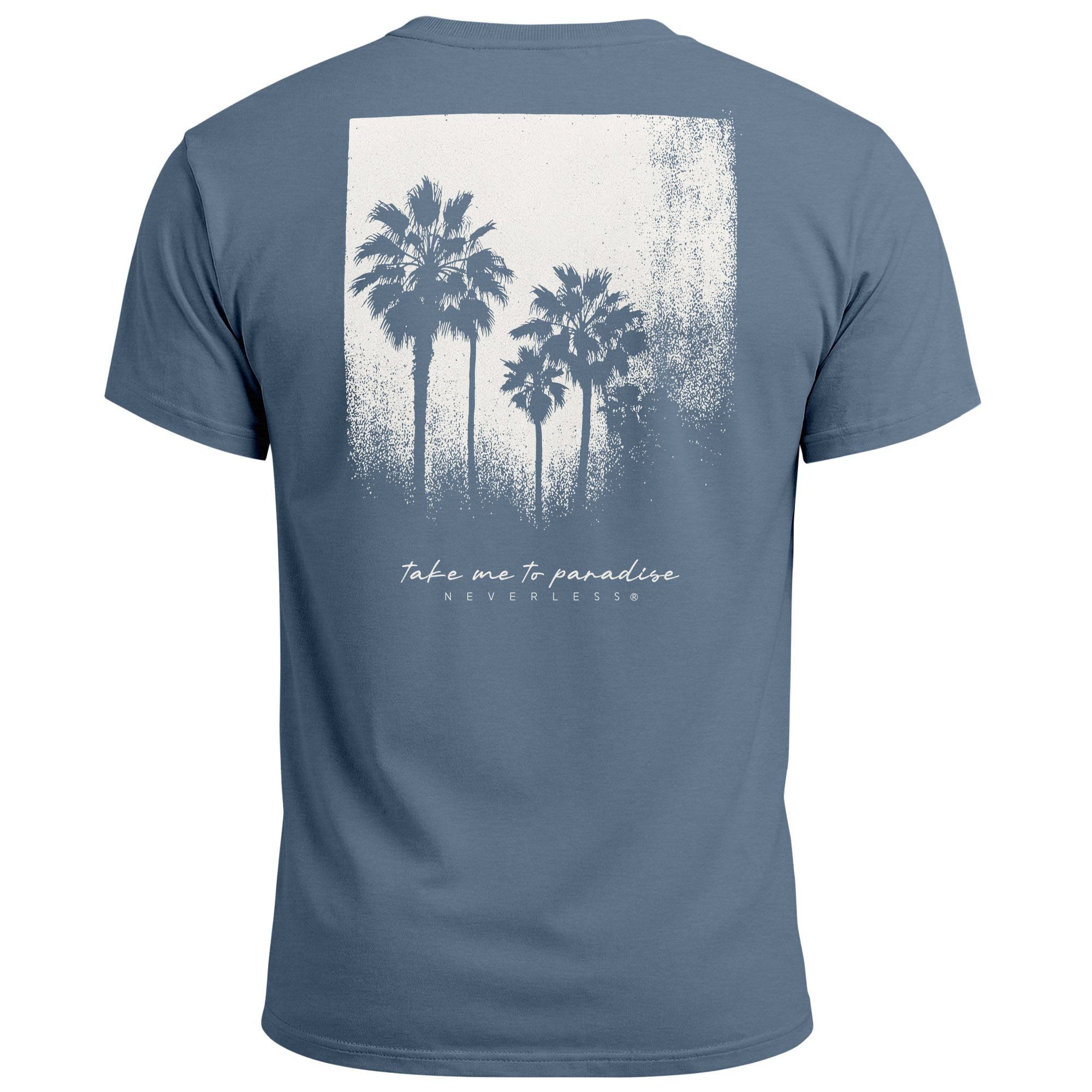 Neverless Print-Shirt Herren T-Shirt Backprint Sommer-Shirt mit Palmen Rück günstig online kaufen