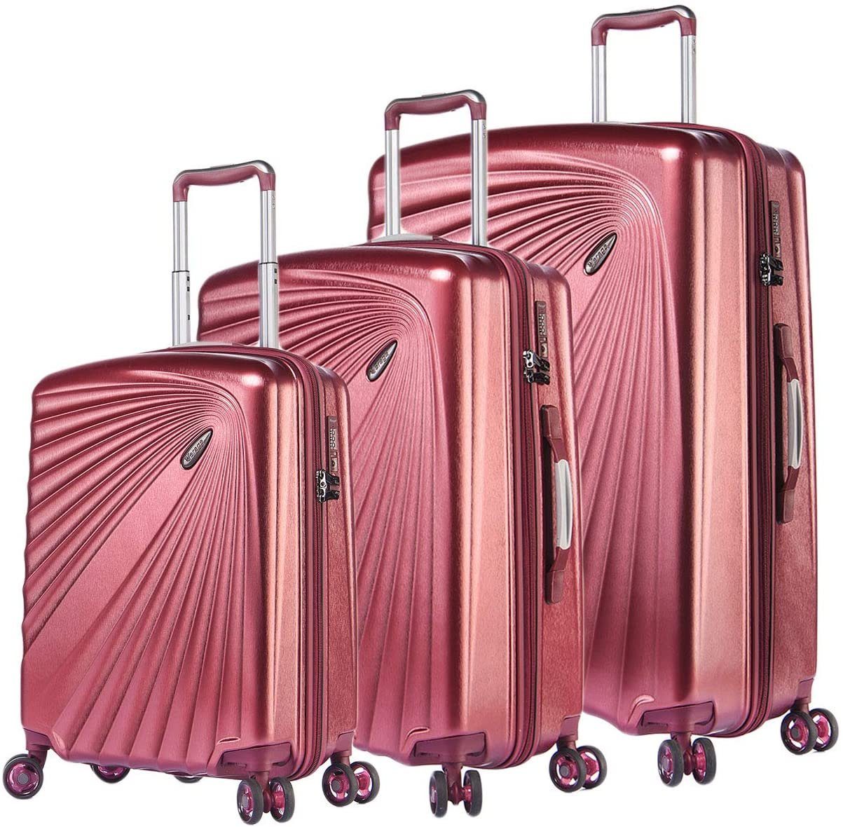 Verage Kofferset Kinetic, 4 Rollen, (Set, 3 tlg., Kofferset, 3teilig), Hartschale, 4-Doppelrollen, TSA-Zahlenschloss Rot | Trolley-Sets