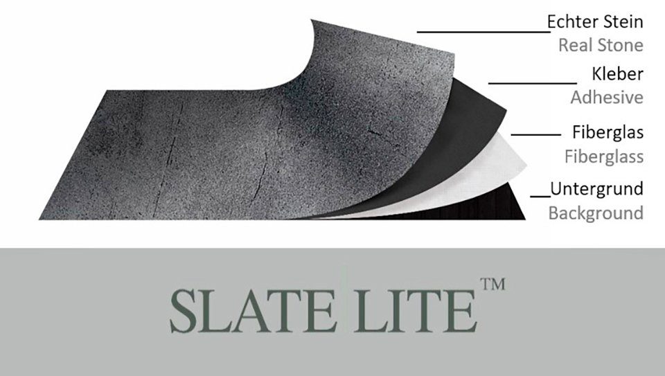 Slate Lite Dekorpaneele qm, aus Monsoon BxL: Echtstein 0,74 Black, (1-tlg) 61x122 cm