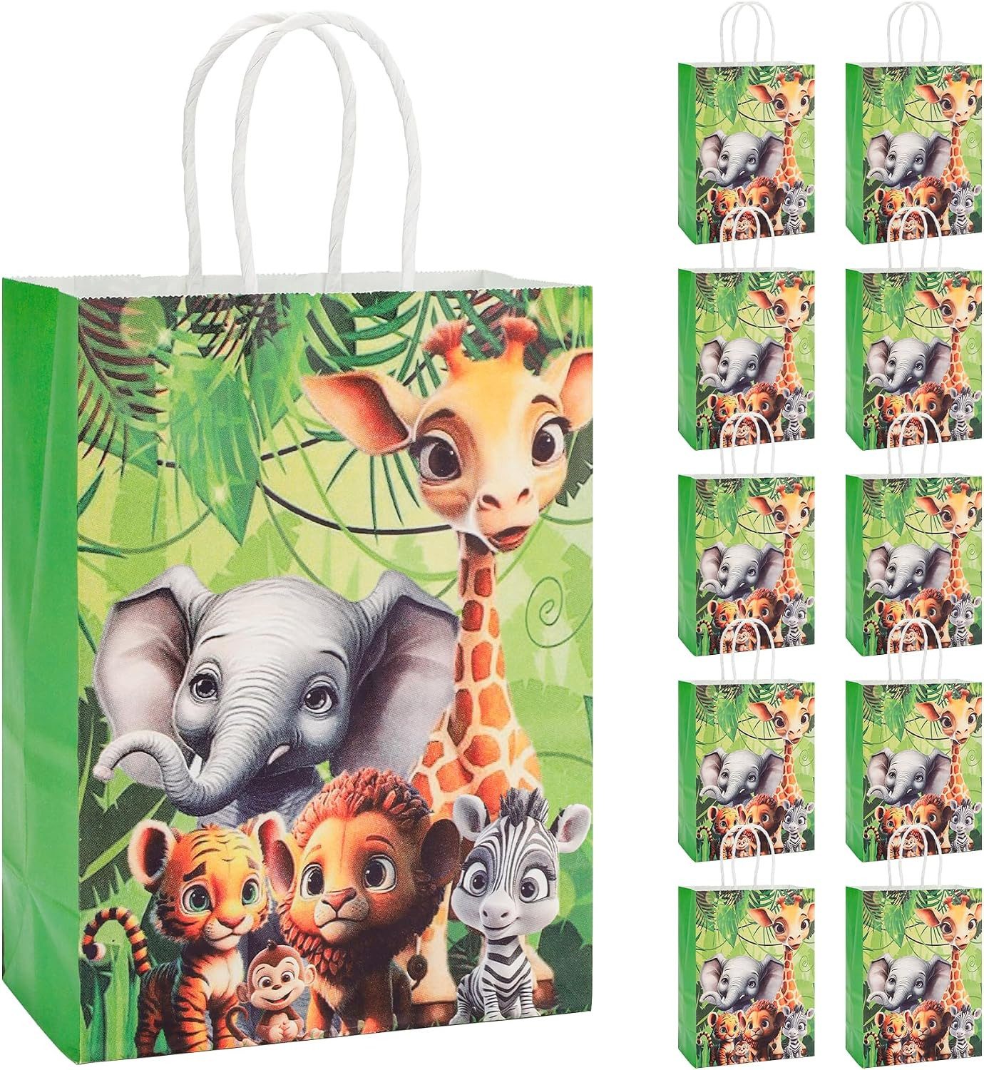 FELIXLEO Tragetasche 10PCS Geschenktaschen Papiertüten mit Henkel Tiere Party (1-tlg)