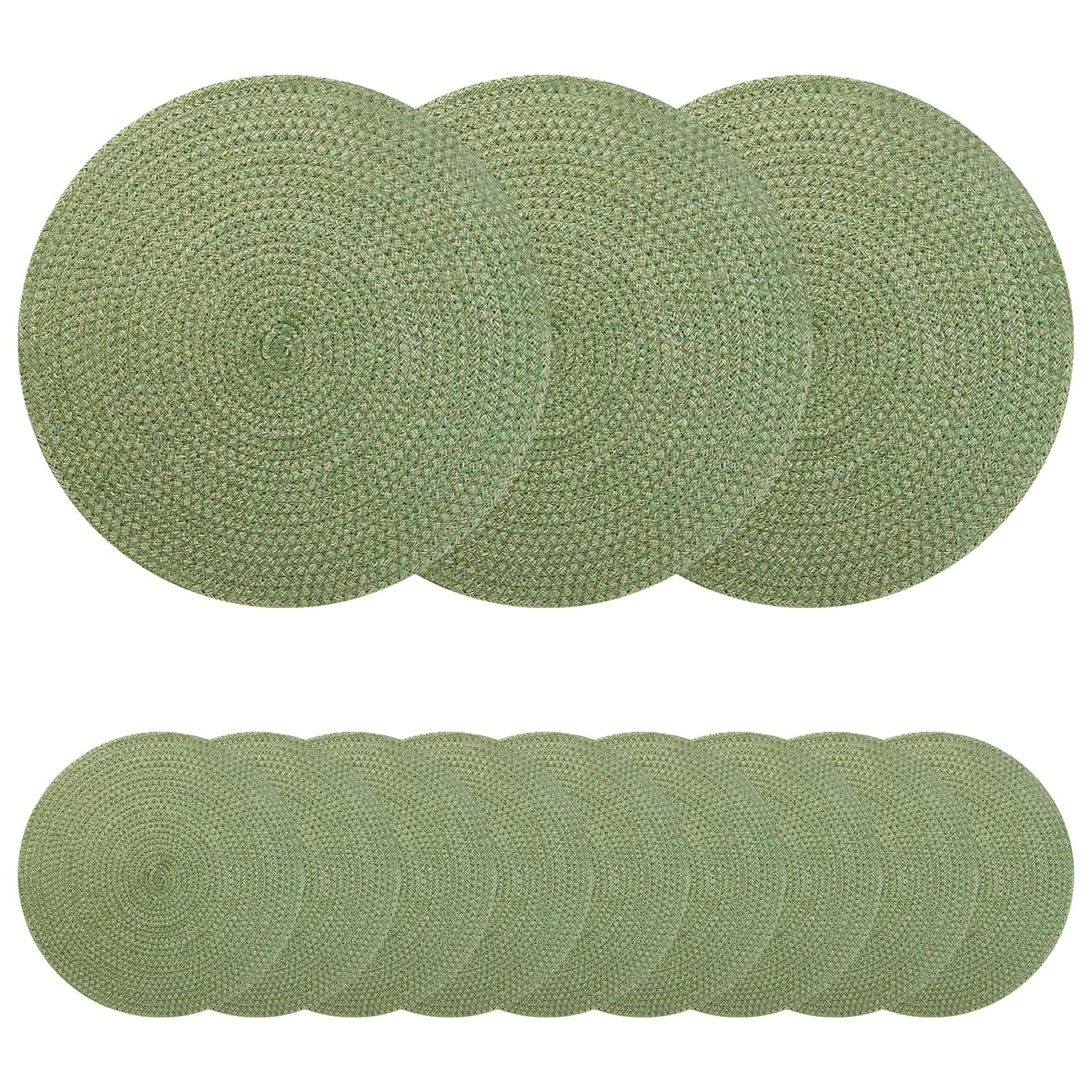 vidaXL Platzteller 30 cm Jute-Untersetzer 12 pcs Olivgrün Ø 30 cm 100 Tossa-Jute