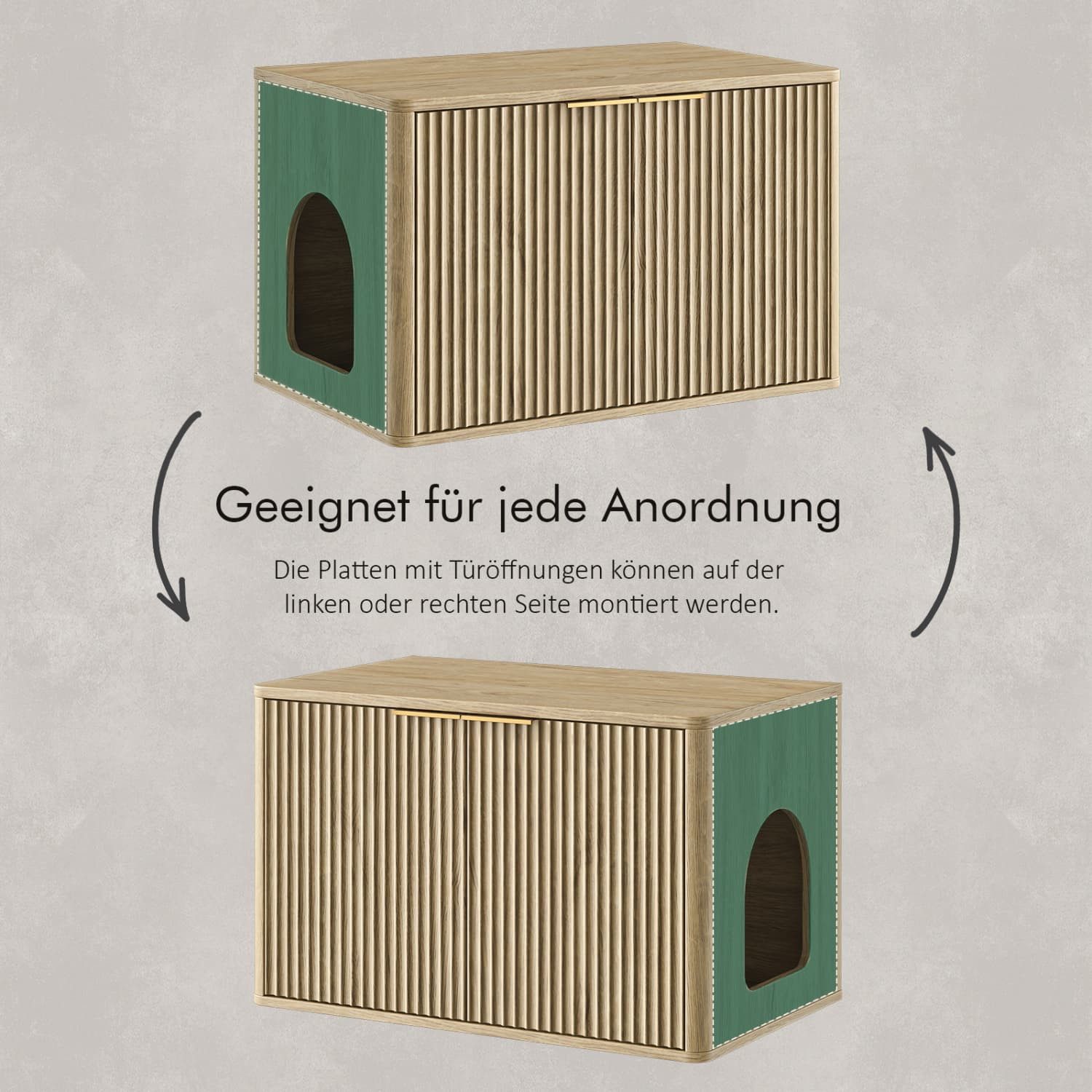 ANYSUN Katzentoilette Katzentoilettenschrank,Beistelltisch,Katzenhaus mit Türen,Lüftung, 80×50×50cm Katzenkloschrank mit Seiteneingang für Wohnzimme,Natürlich