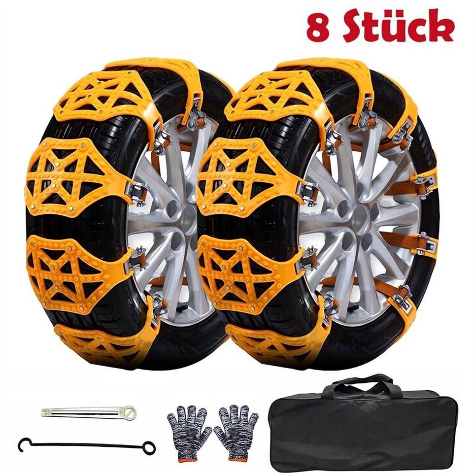 MDHAND Schneeketten 8 Stück Reifen Kette Tire Chain, (Set, 8-tlg