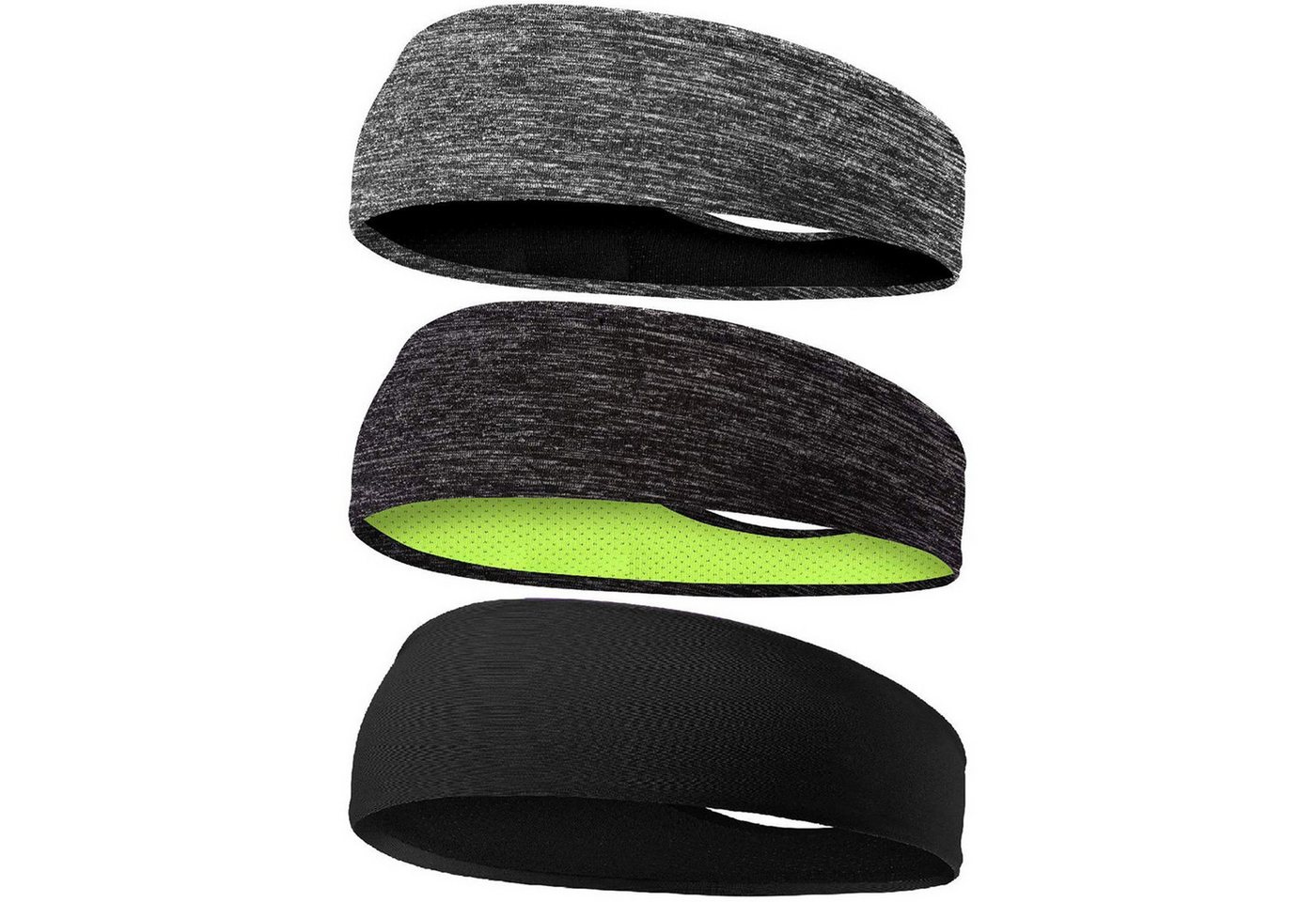 Mutig Stirnband Sport Stirnband 3 Stück, Damen & Herren Stirnband (Schweißband, Stirnband Anti Rutsch, Atmungsaktiv und elastisch, 3-St., Highly Stretchy Haarband für Jogging, Laufen, Wandern, Fitness) Yoga, Fahrrad- und Motorrad Fahren