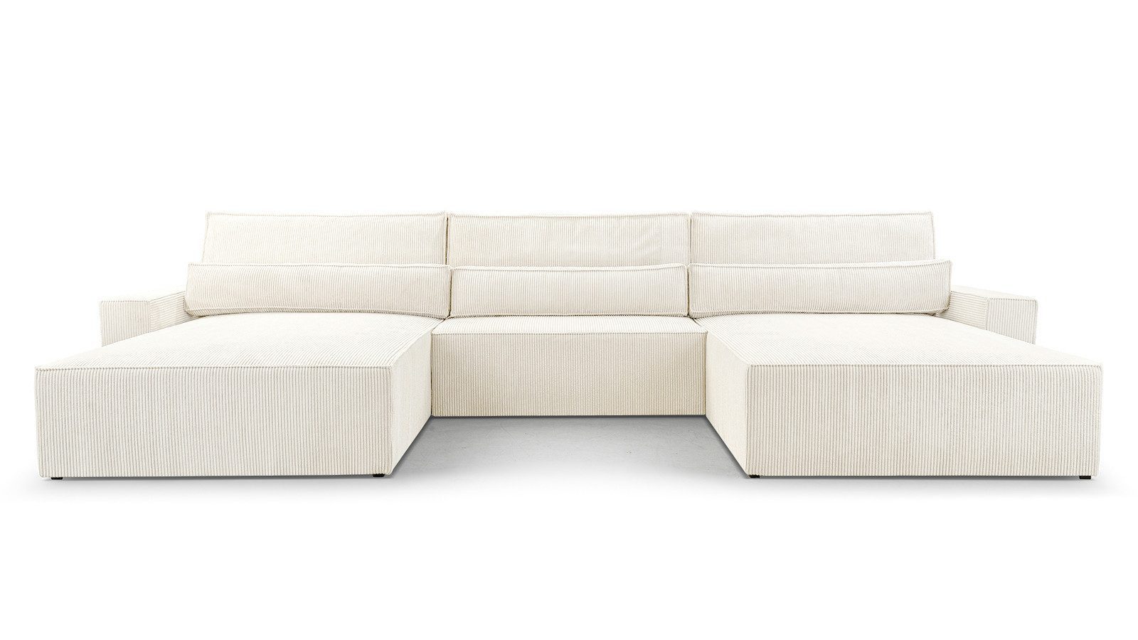 MOEBLO Wohnlandschaft DENVER U, Eckcouch aus Cordstoff Ecksofa U-Form Cord Sofa Couch Polsterecke U-Sofa - 410x85x200cm, mit Bettkasten und Schlaffunktion