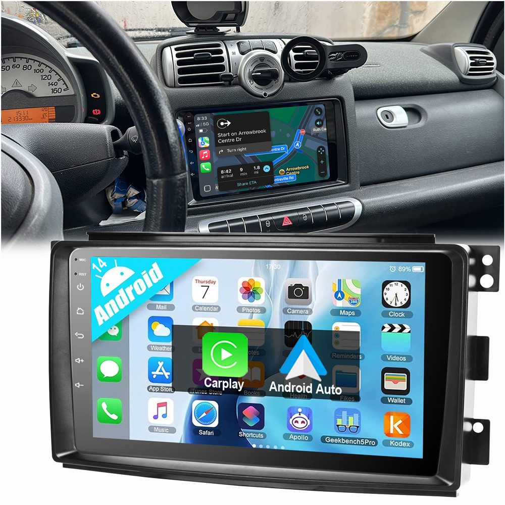 Für Smart Fortwo 451 2005-2010 Android 14 Autoradio Autoradio
