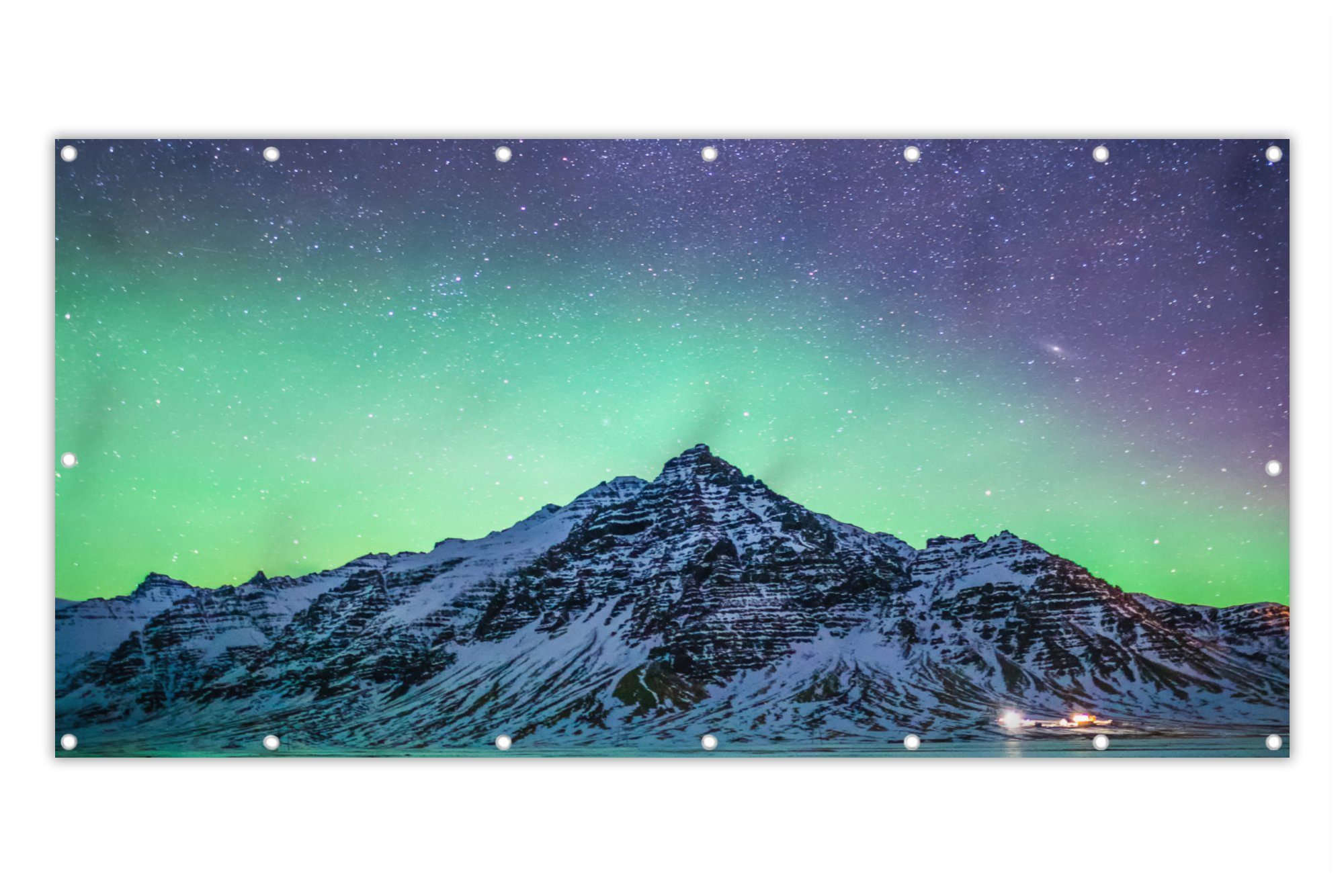 MuchoWow Balkonsichtschutz Berg - Nordlichter - Schweden - Schnee - Grün - Winter (1-St) Balkon Sichtschutz 90x200, Windschutz für Zaun PVC, 200x90 cm