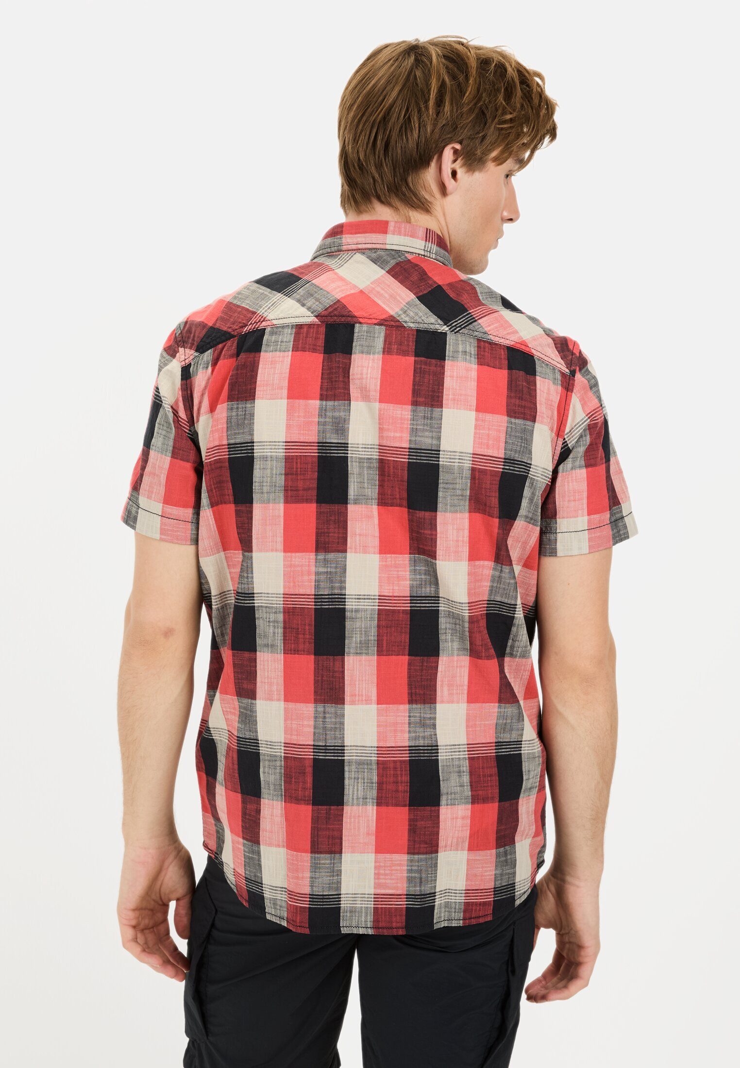 camel active Kurzarmhemd aus reiner Baumwolle Kurzarm Button-Down Button-Do günstig online kaufen