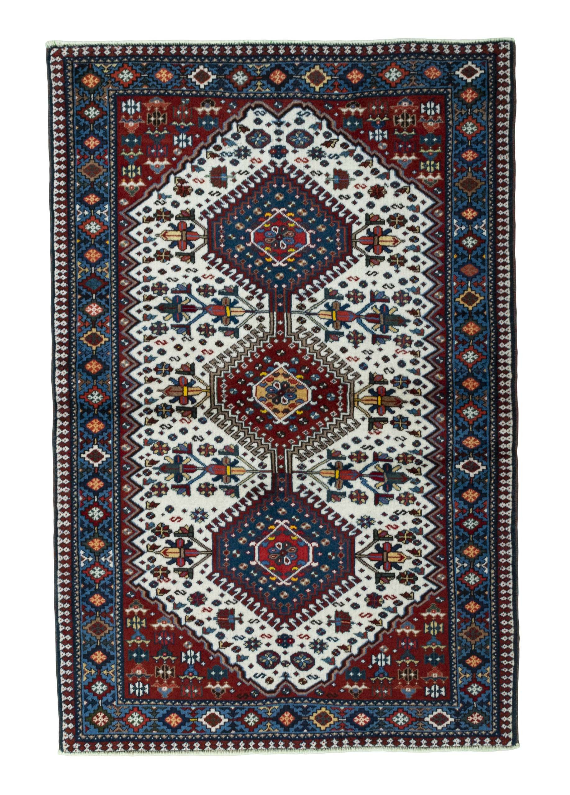CABBEL Orientteppich 153x101 cm Perser Yalameh Beige Schurwolle Handgeknüpft Nomaden Unikat, rechteckig, Höhe: 7 mm, 100% Schurwolle – weich, pflegeleicht, solide Knüpfdichte