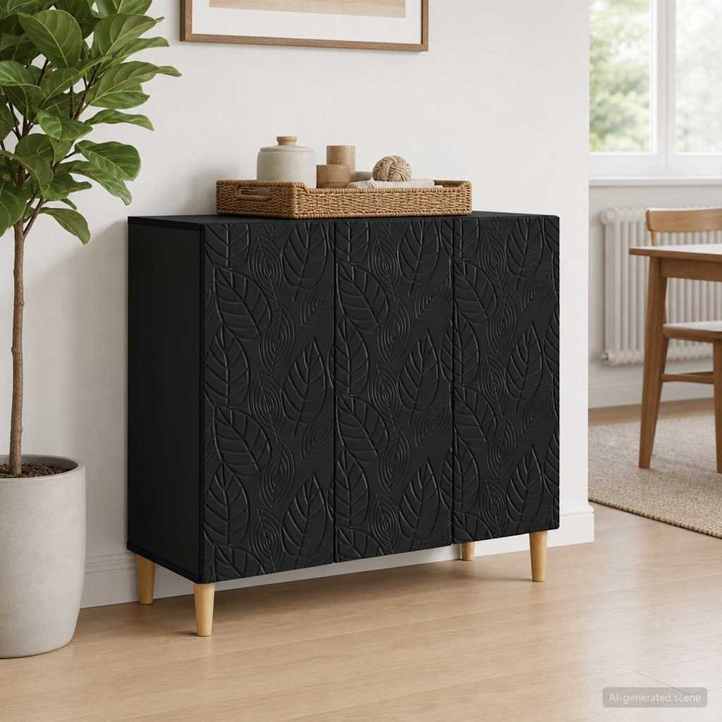 vidaXL Sideboard Sideboard Schwarz 89 x 34,5 x 80 cm Holzwerkstoff (1 St)