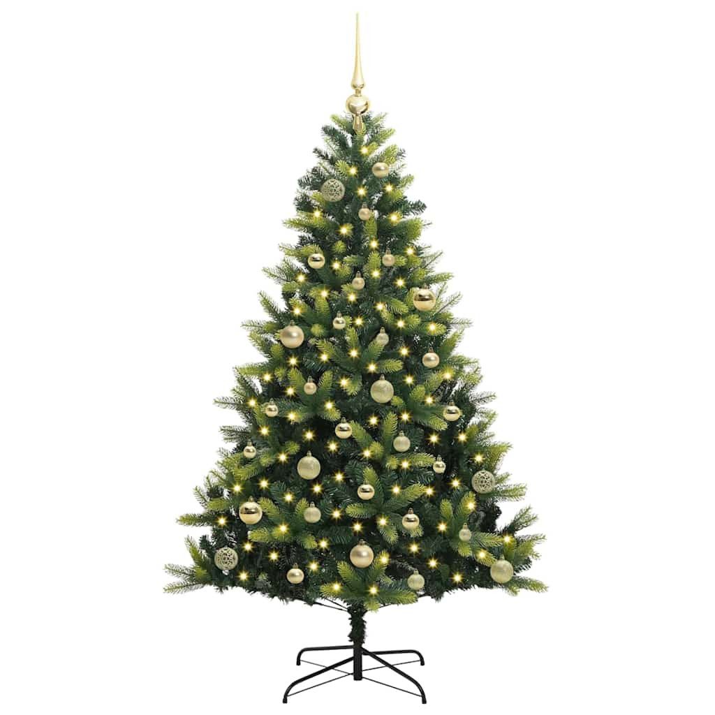 vidaXL LED Baum Künstlicher geflammter Weihnachtsbaum 150 LEDs Grün 150 cm