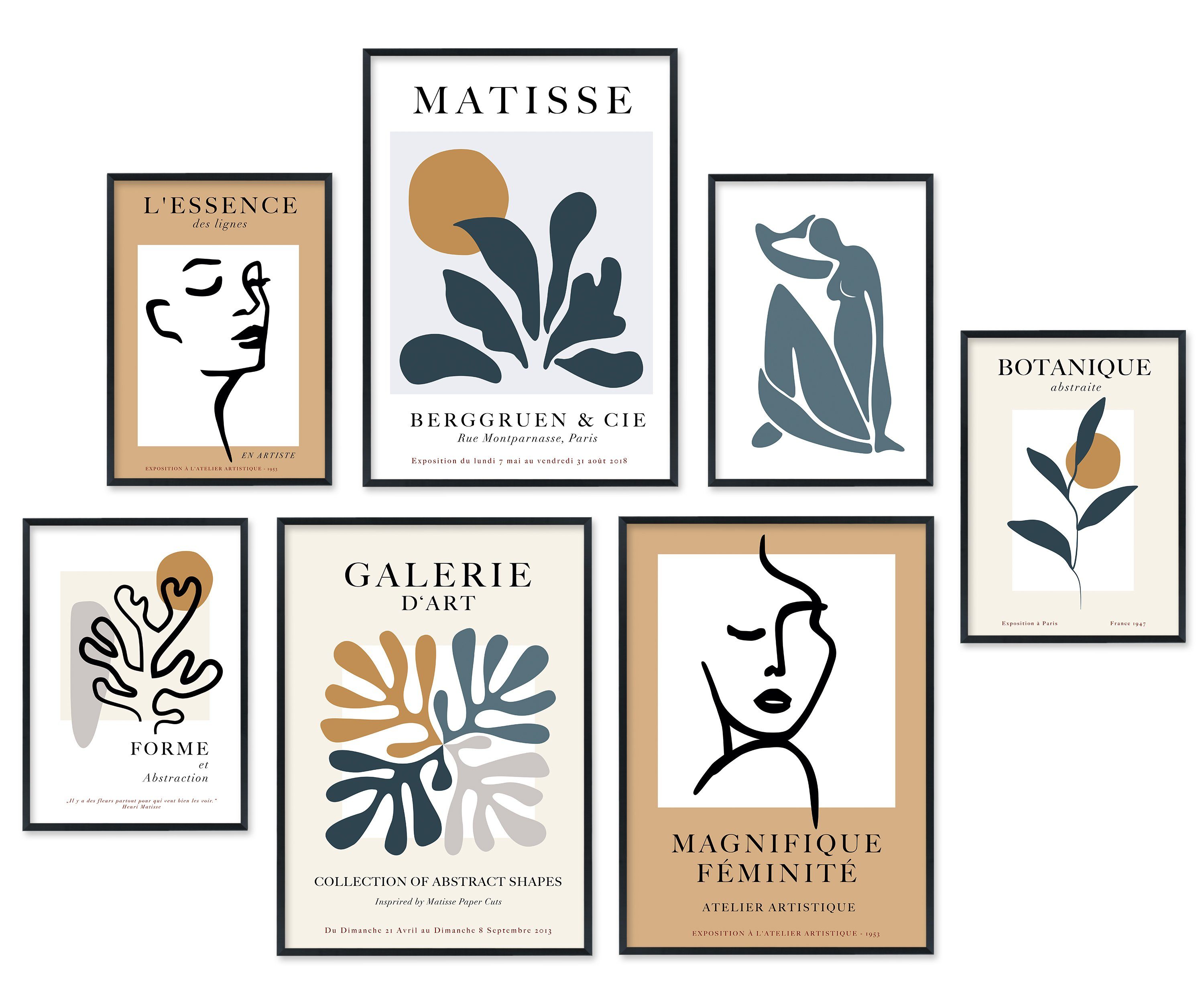 Hyggelig Home Poster Abstrakt, Premium Poster Set OHNE & MIT Rahmen - 7 Wan günstig online kaufen