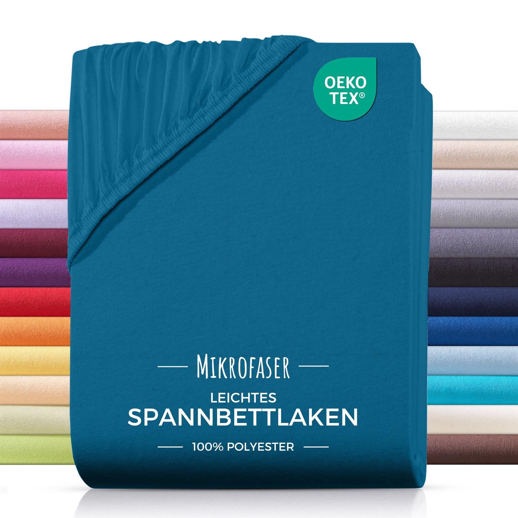 Carpe Sonno Spannbettlaken 90x200 100x200 140x200 160x200 180x200 200x200 Mikrofaser Polyester, Mikrofaser, Gummizug: rundum, (1 Stück), Weiches Spannbetttuch Bügelfrei & Pflegeleicht, 100x200 Petrol