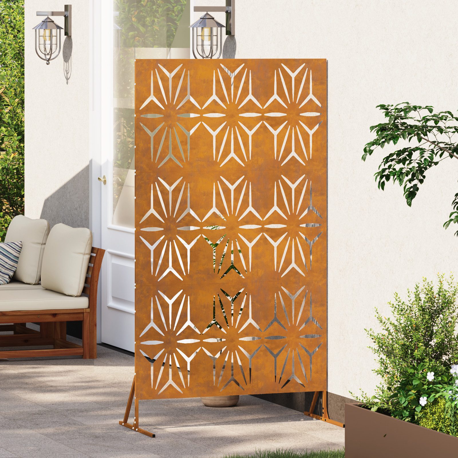 vidaXL Gartenzaun Metallzaunpanel Wetterstahl Groß Dekorative günstig online kaufen
