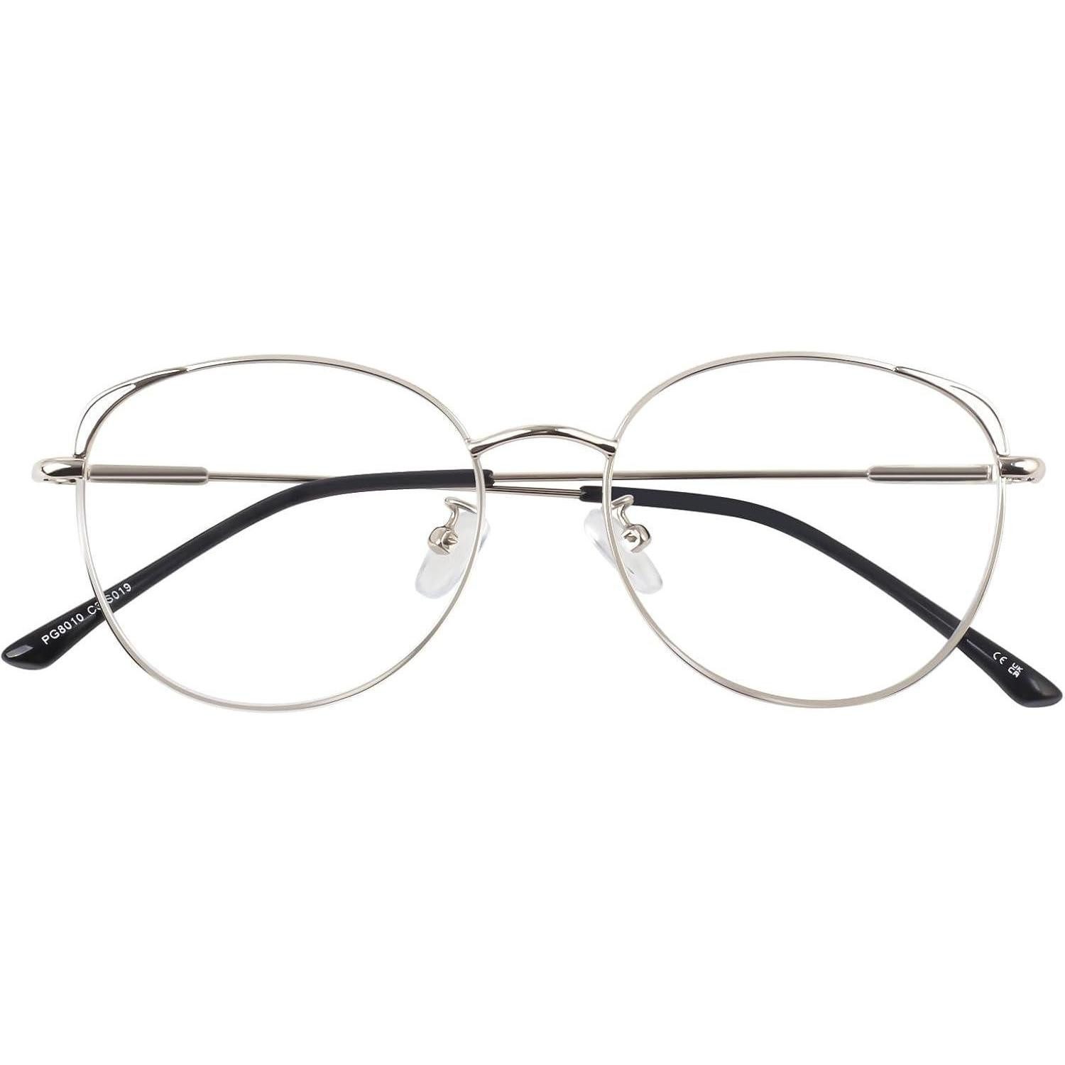 LuxusKollektion Brille Brille Damen ohne Stärke Metallgestell Katzenauge Silber