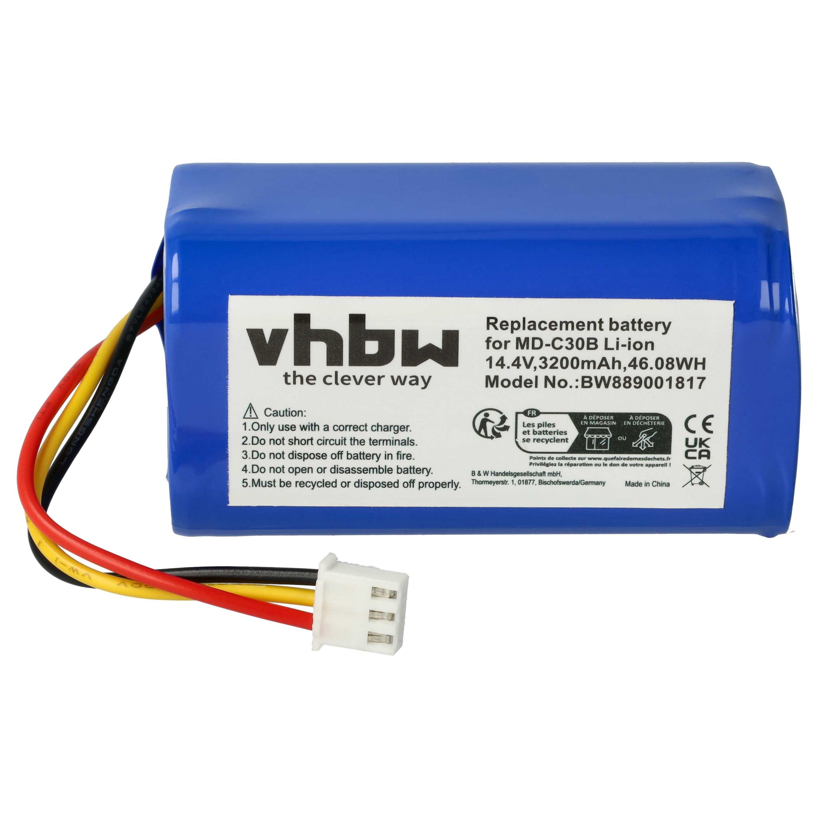 Akku Ersatz für Liectroux MD-C30B für Saugroboter (3200 mAh, 14,4 V, Staubsauger-Akku