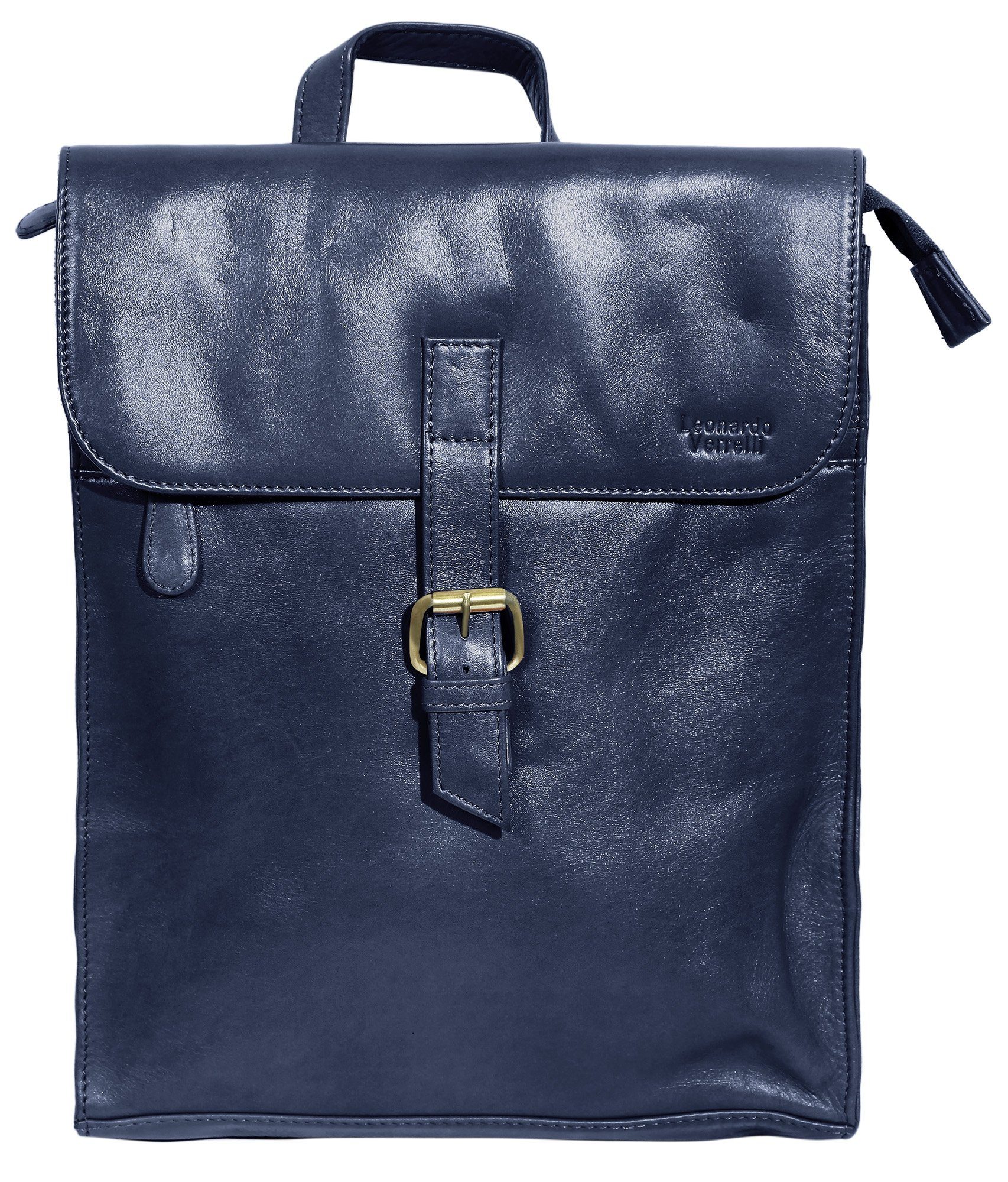LEONARDO VERRELLI Rucksack Jamila Unisex Tasche Lederrucksack aus Echtleder (einzeln) Blau
