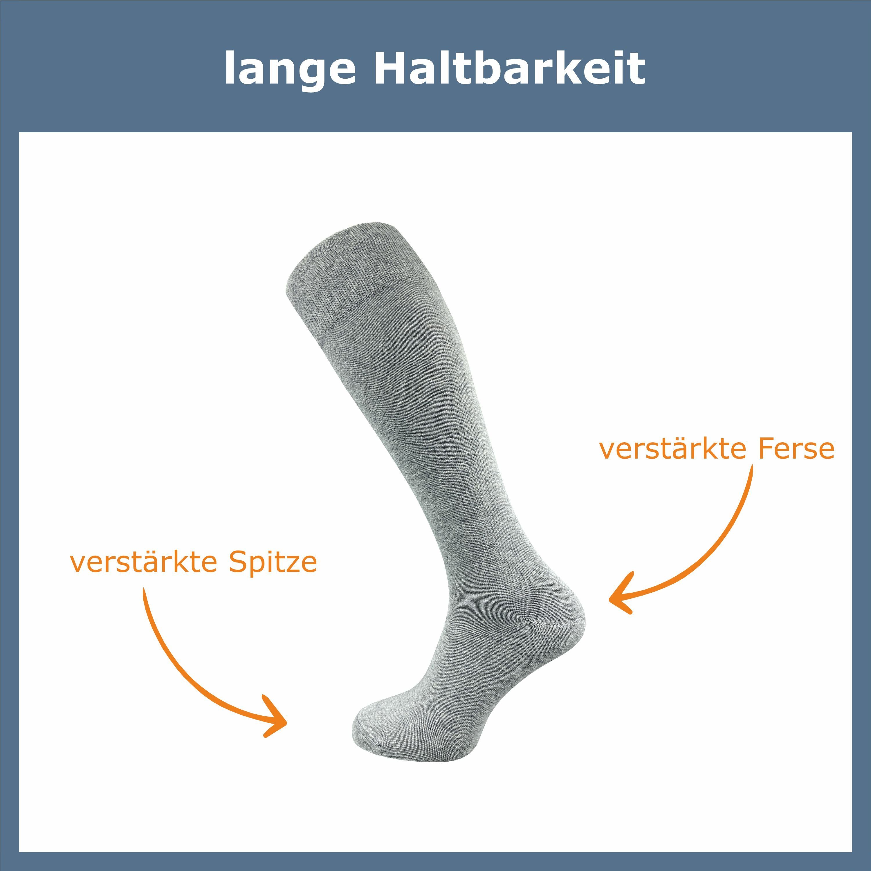GAWILO Kniestrümpfe für Damen aus Baumwolle - extra weich & ohne drückende Naht (4 Paar) Lange Socken mit speziellem Komfortbund, der nicht einschneidet