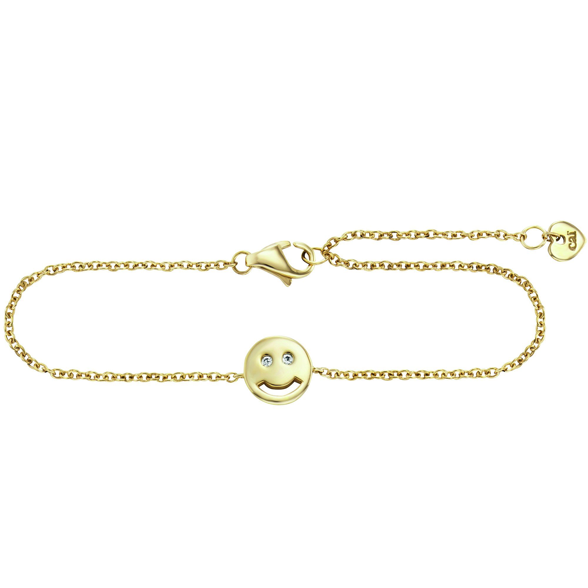 CAÏ Armband 925/- Sterling Silber vergoldet Zirkonia Smile