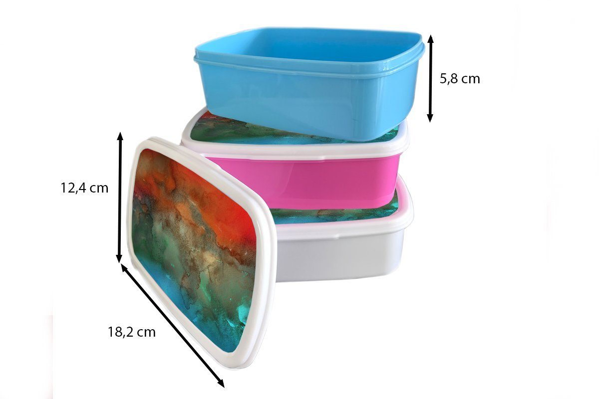 MuchoWow Lunchbox Aquarell - rosa Kunststoff - (2-tlg), Kinder, für Mädchen, Braun, Rot Snackbox, Brotbox Grün Brotdose Erwachsene, - Kunststoff
