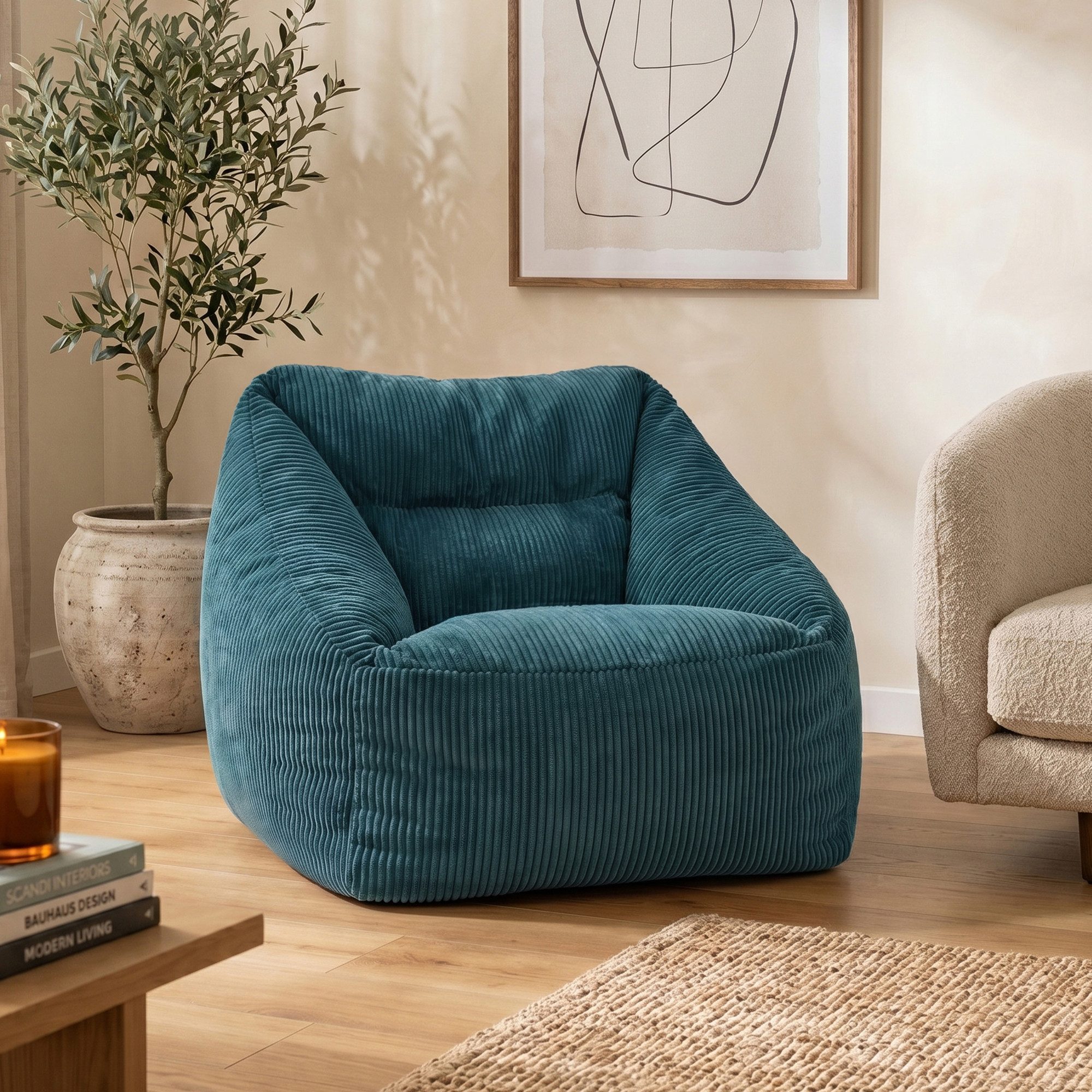 icon Sitzsack Riesen Sessel aus Cord Flauschig „Natalia", Sitzsack XXL, Made in Germany, für Erwachsene & Kinder, für Wohnzimmer