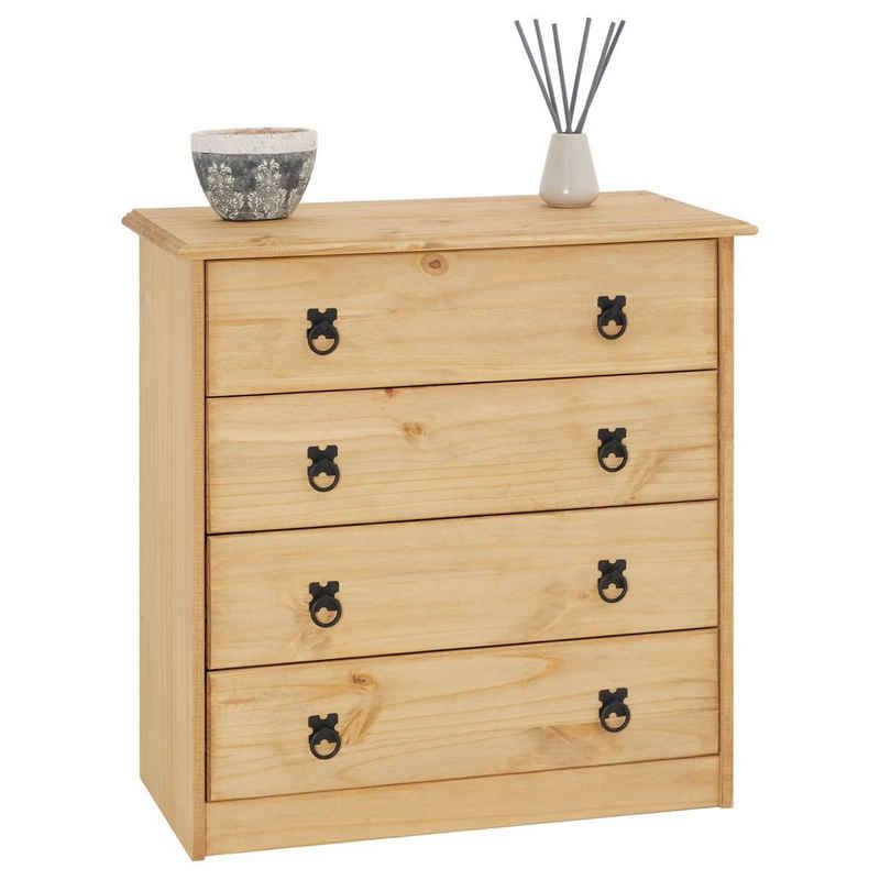 CARO-Möbel Kommode BARRIO, Kommode aus Holz mit 4 Schubladen Sideboard aus Massivholz im Landhaus