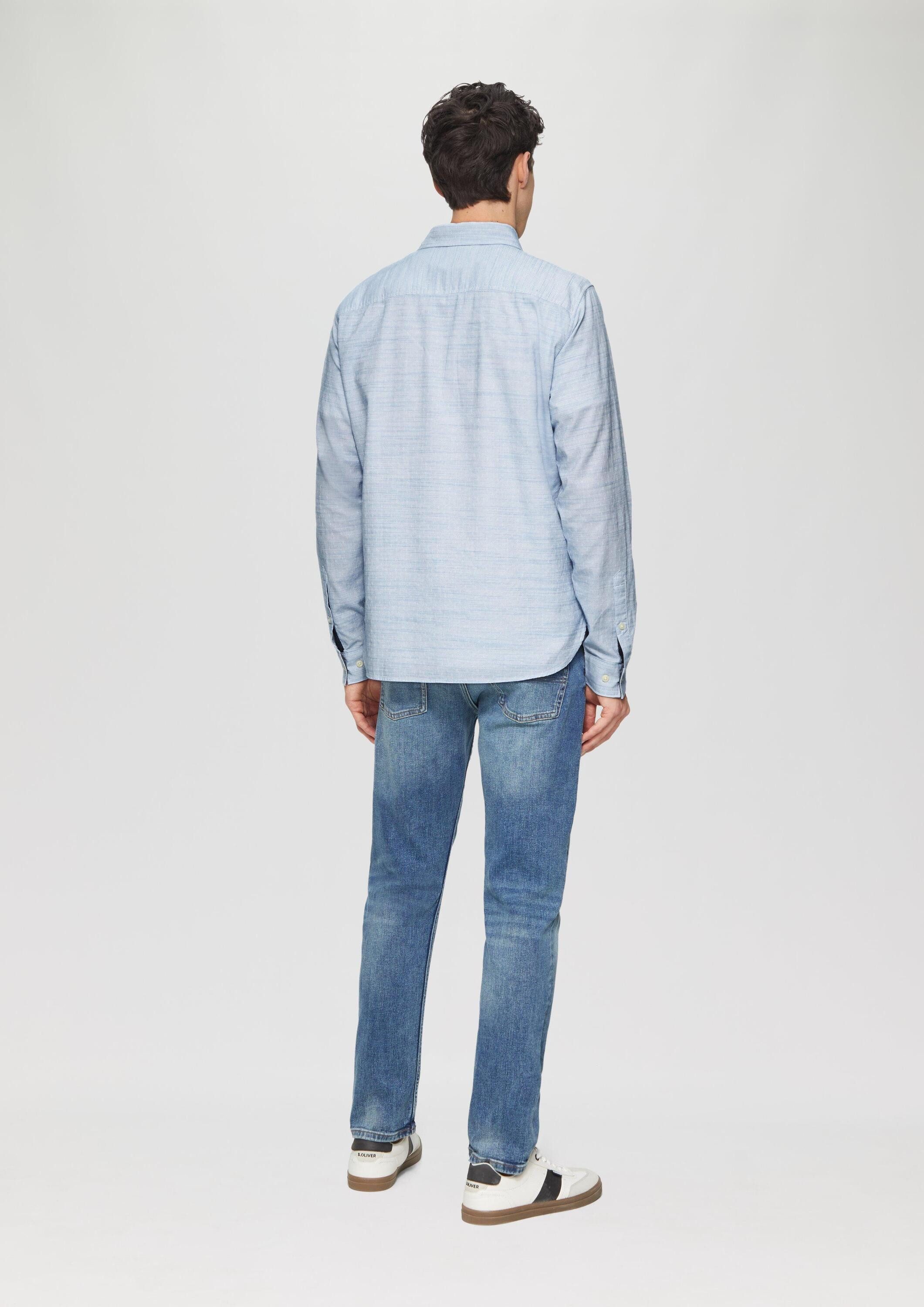 s.Oliver Langarmhemd Hemd Slim Fit: Strukturiertes Hemd mit Kentkragen