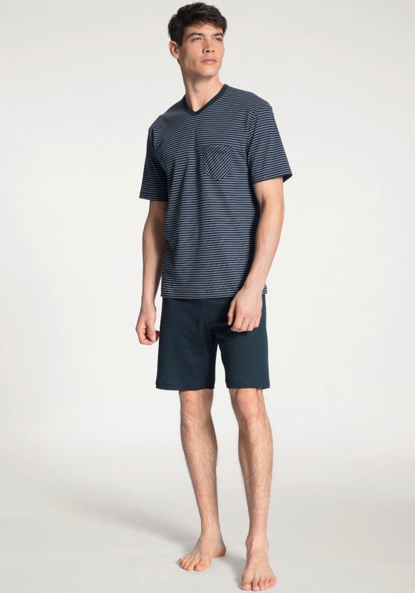 CALIDA Shorty Relax Streamline (2 tlg) mit Langarm-Oberteil in Ringel-Optik