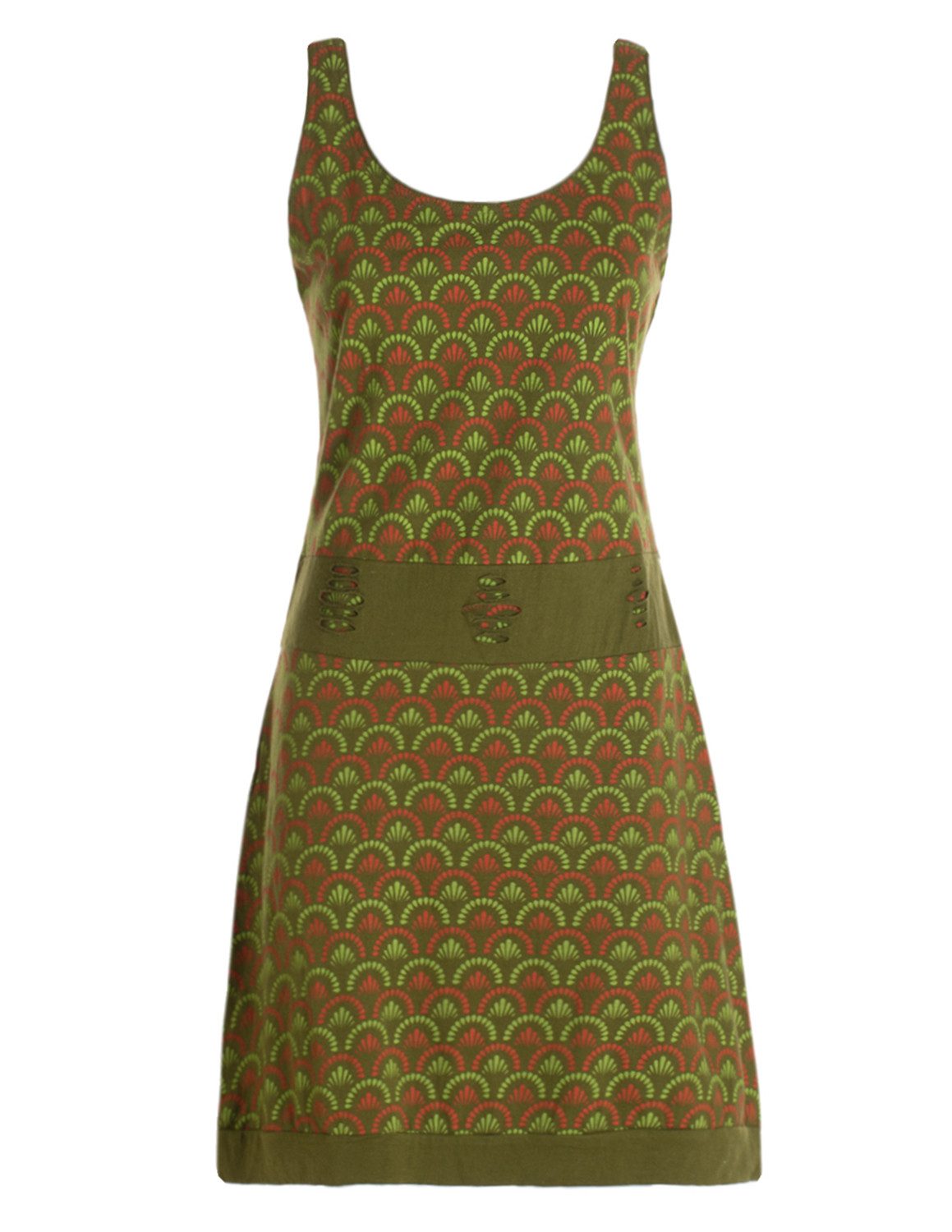 Vishes Sommerkleid Jersey Kleid Bedruckt Cutwork Taillenbund Baumwolle Alternative Mode, Boho, Hippie, Ethno, Festival
