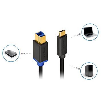 deleyCON deleyCON 1,5m USB C Kabel Datenkabel USB 3.0 USB-B zu USB-C Computer Tintenstrahldrucker